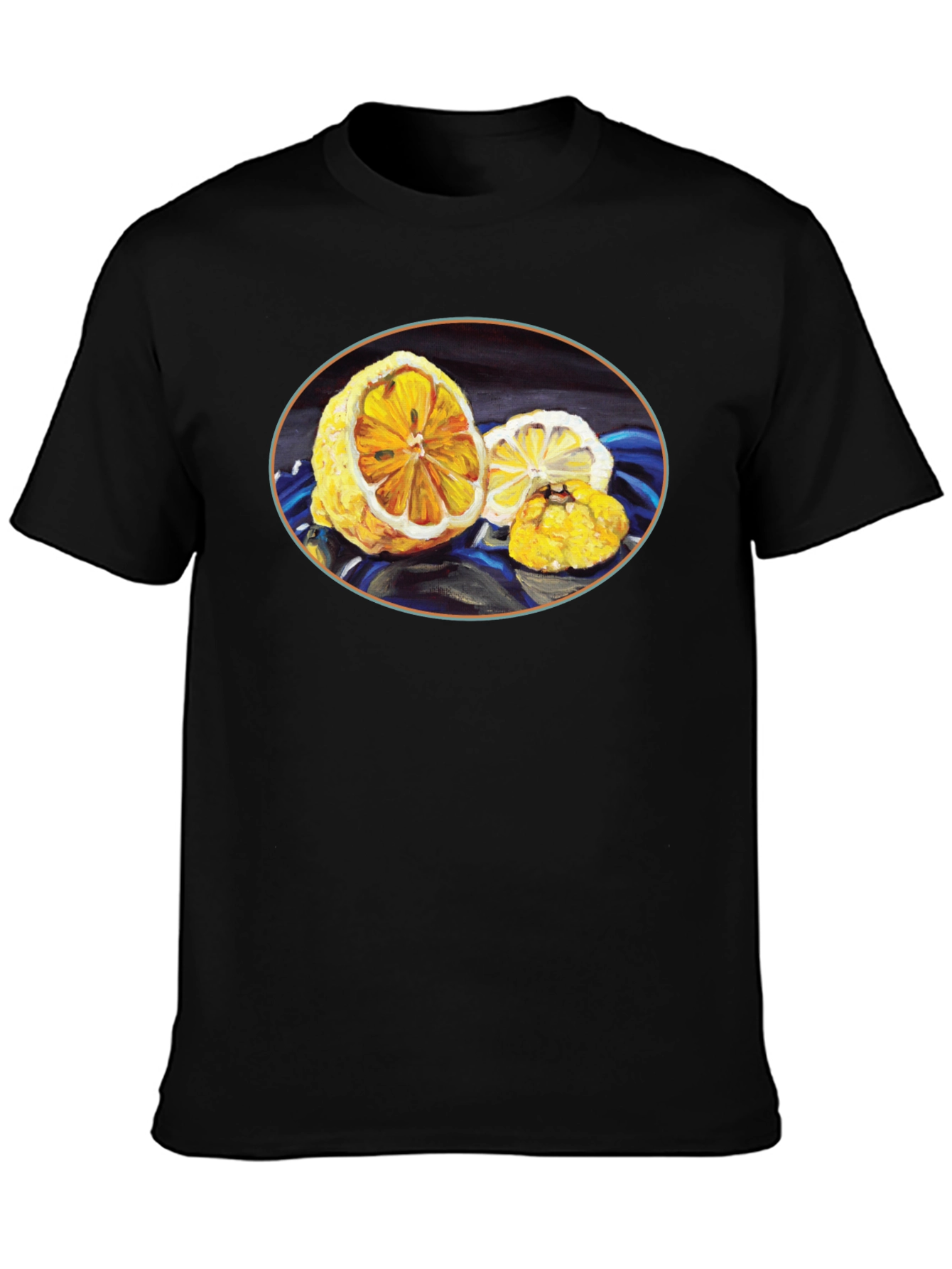 Lemon Art Graphic Tee - Stylish Black Cotton T-Shirt