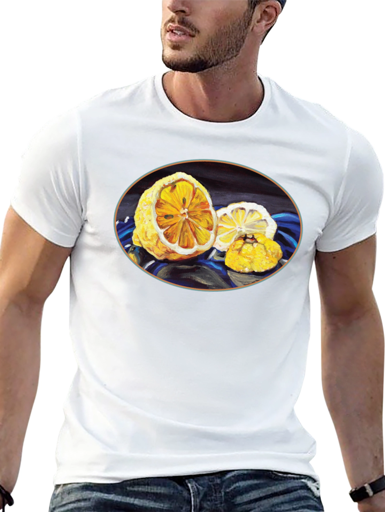 Lemon Art Graphic Tee - Stylish Black Cotton T-Shirt