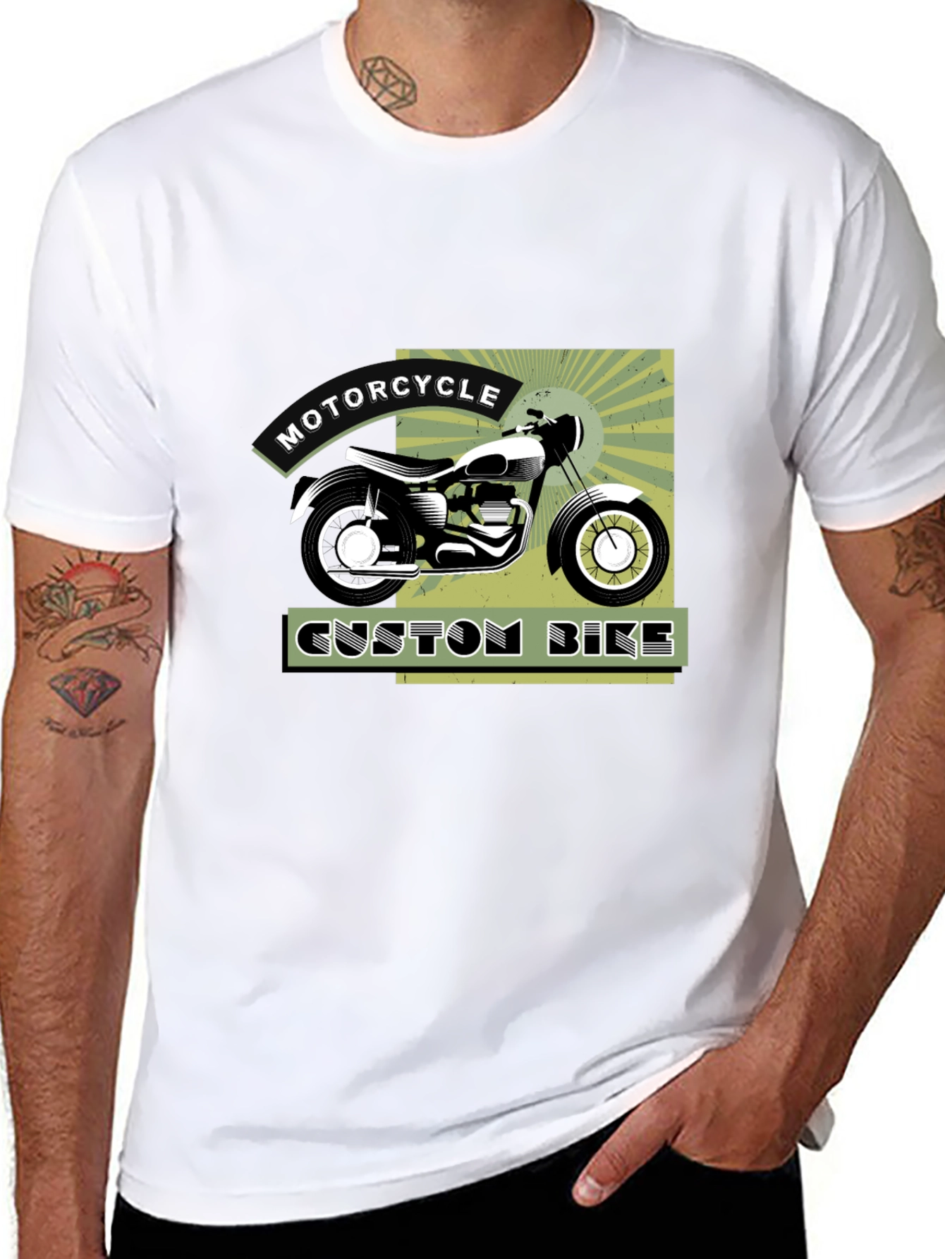 Motorcycle Custom Bike Graphic Tee - Black