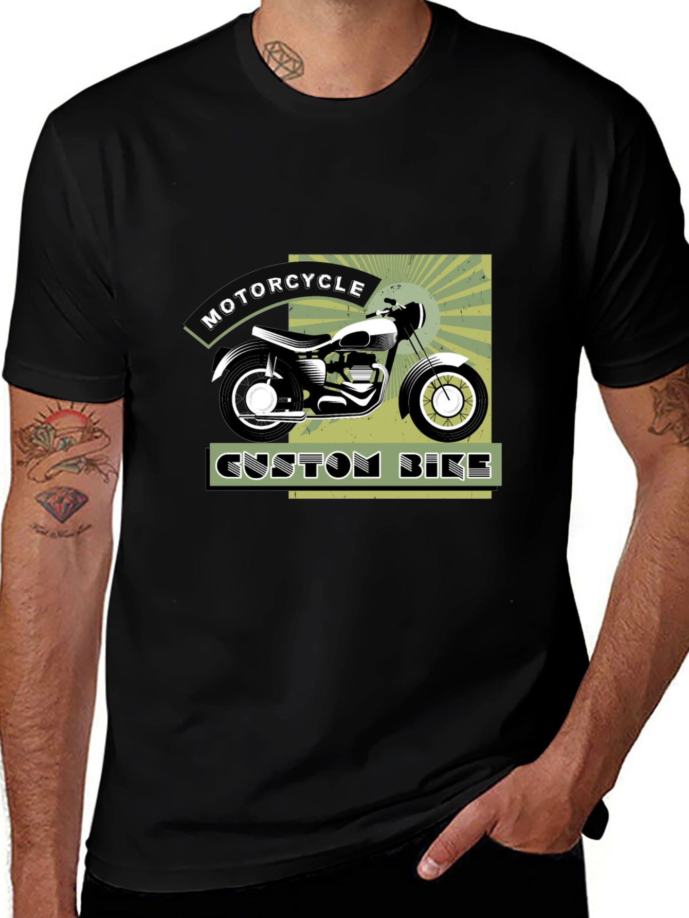 Motorcycle Custom Bike Graphic Tee - Black