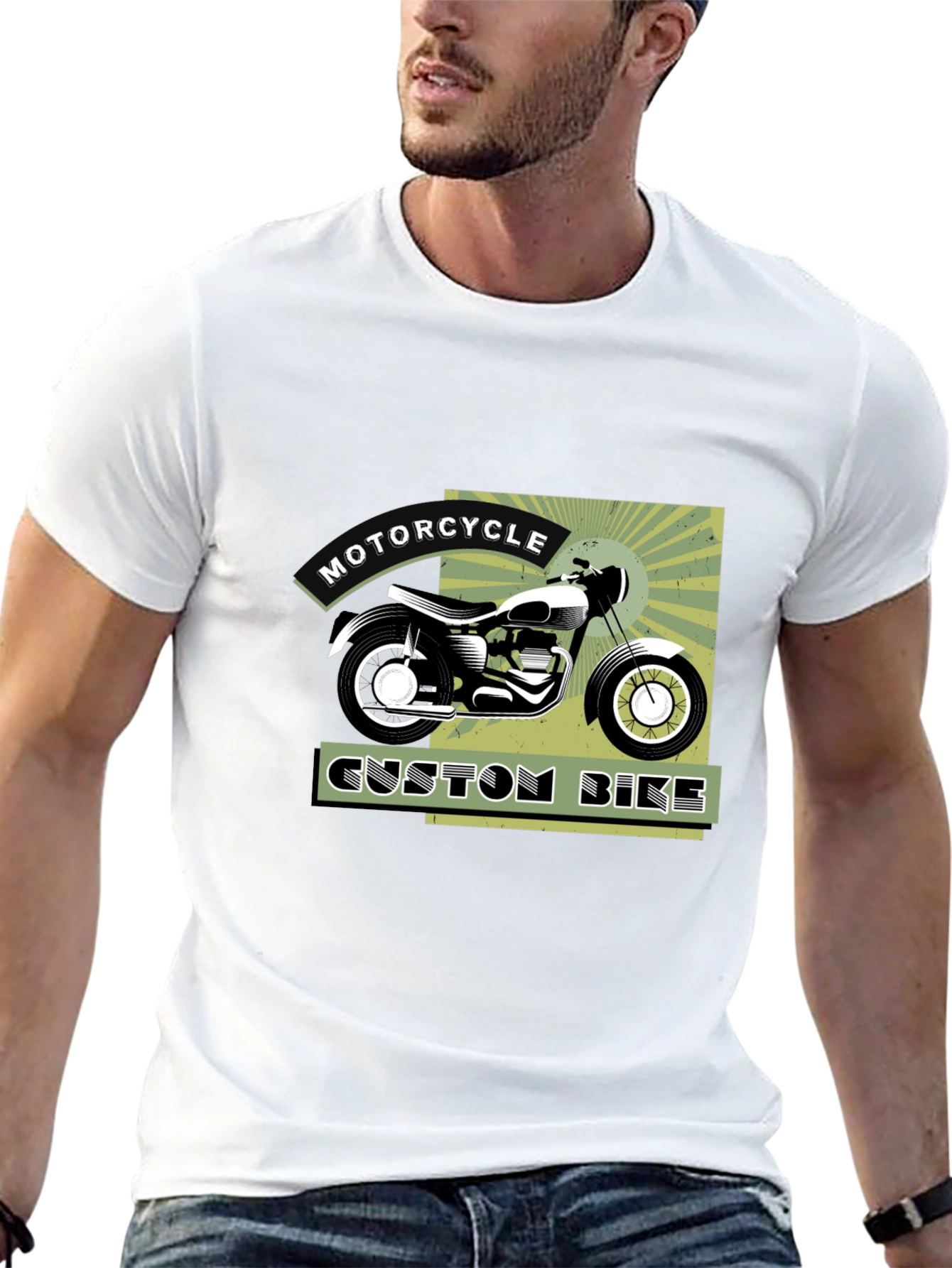 Motorcycle Custom Bike Graphic Tee - Black