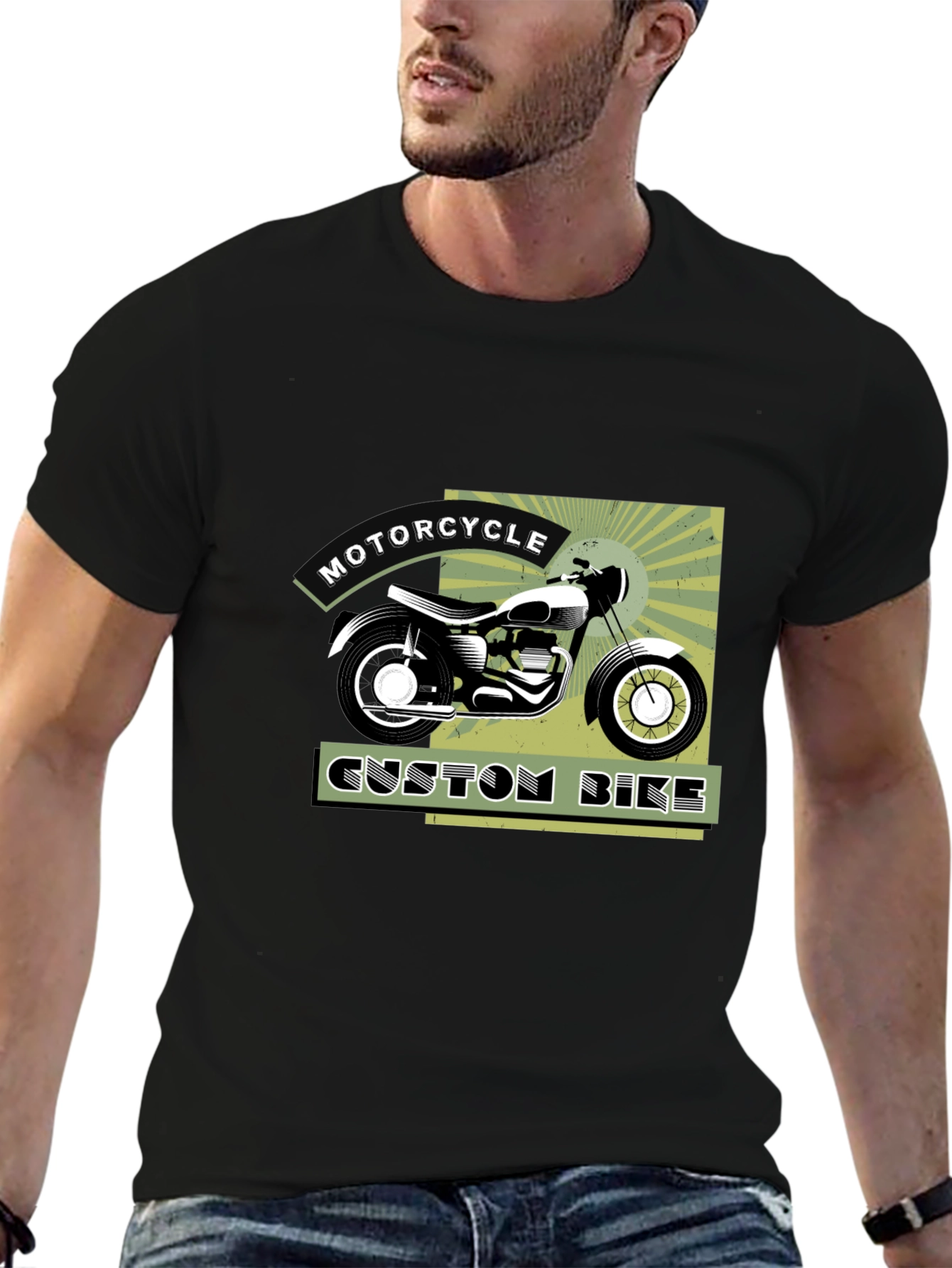 Motorcycle Custom Bike Graphic Tee - Black