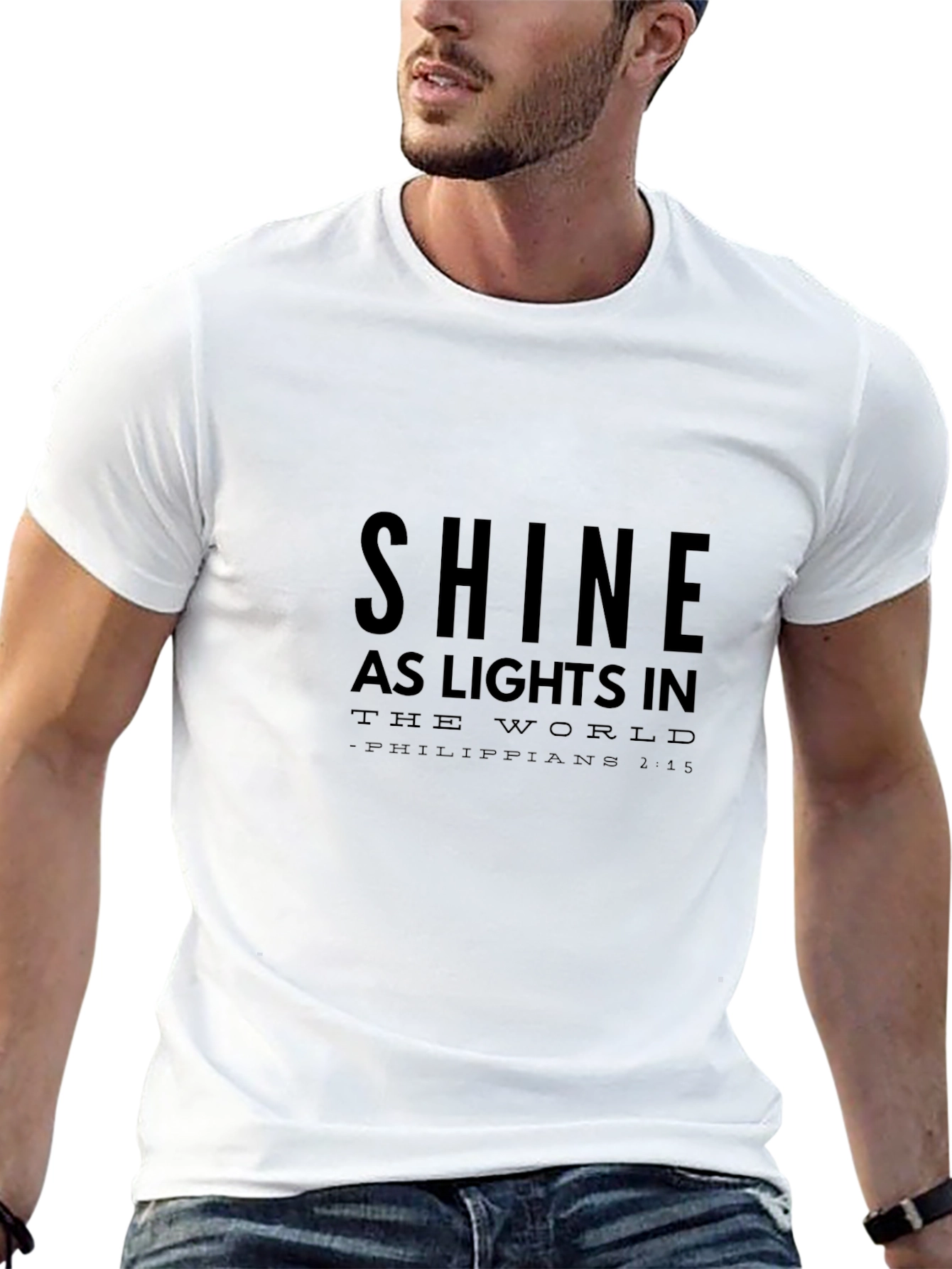 Shine as Lights Christian T-Shirt Philippians 2:15 Black