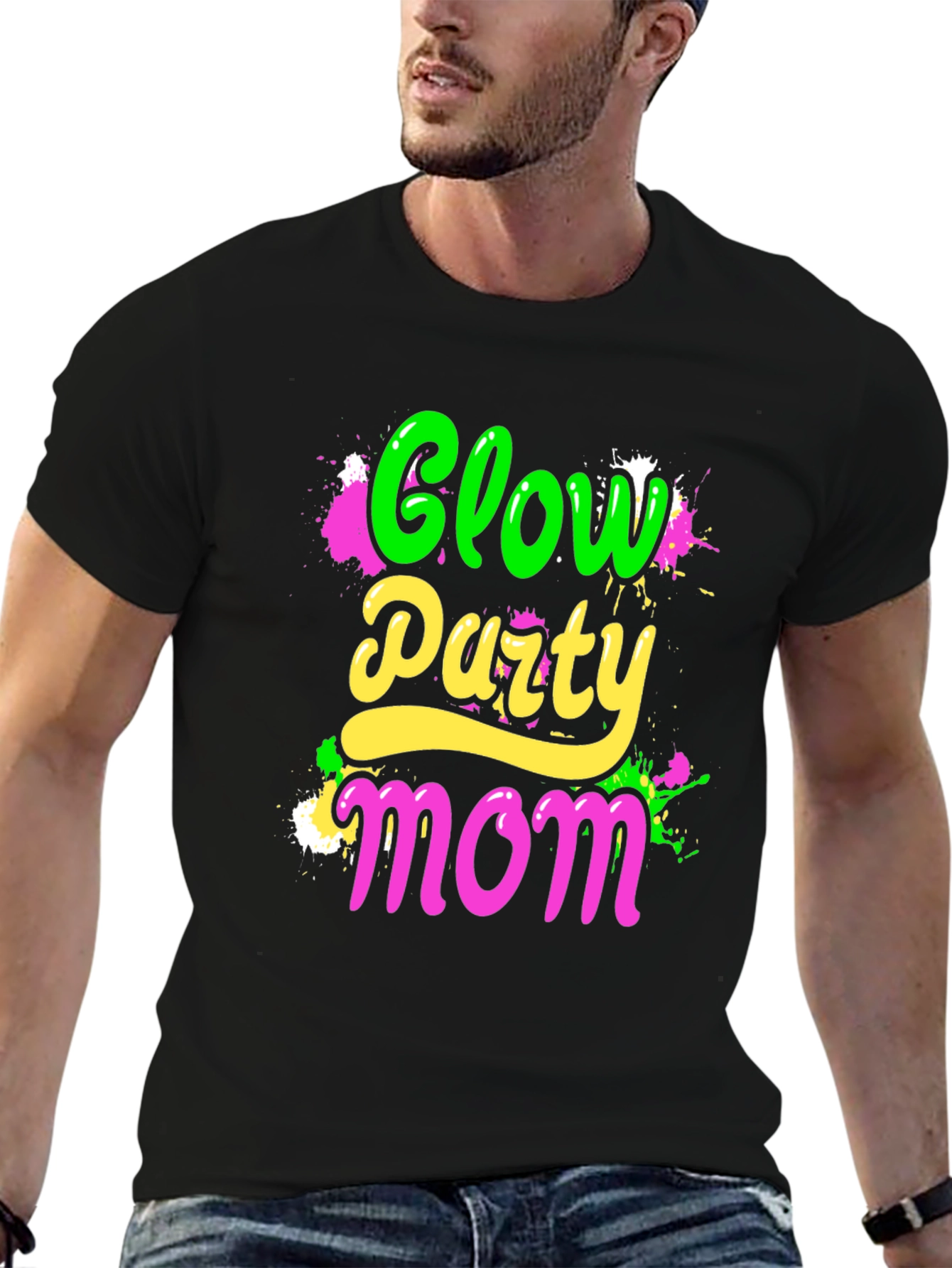 Glow Party Mom T-Shirt - Neon Graphic Tee