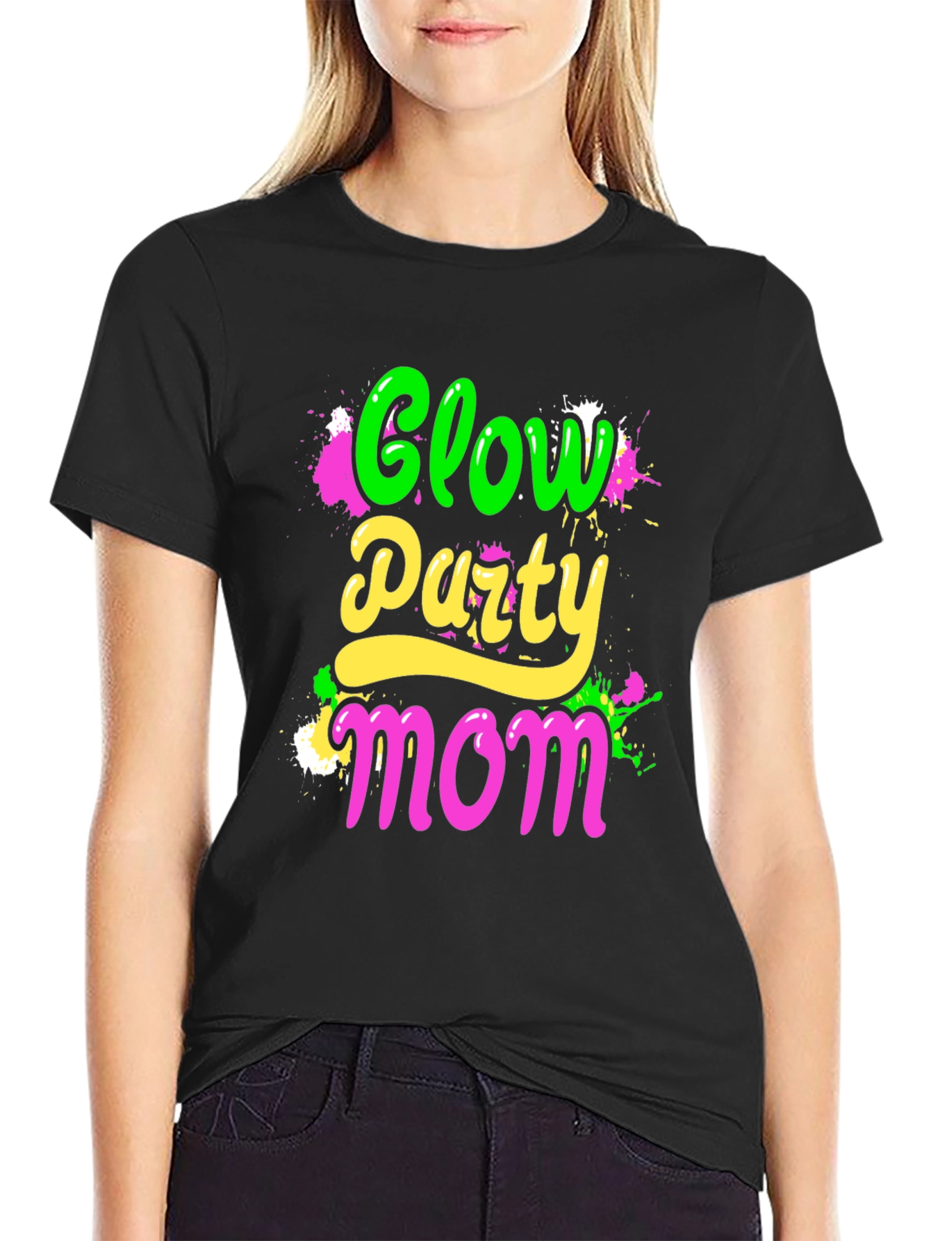 Glow Party Mom T-Shirt - Neon Graphic Tee