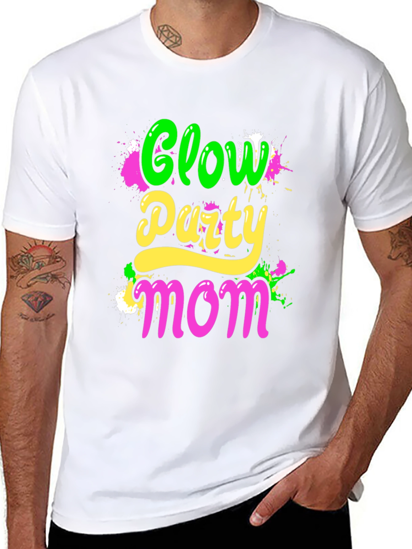 Glow Party Mom T-Shirt - Neon Graphic Tee