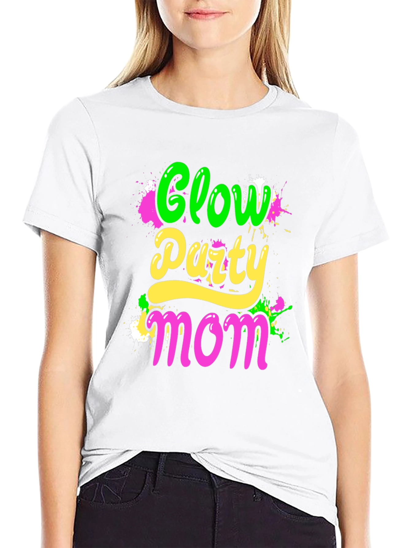 Glow Party Mom T-Shirt - Neon Graphic Tee