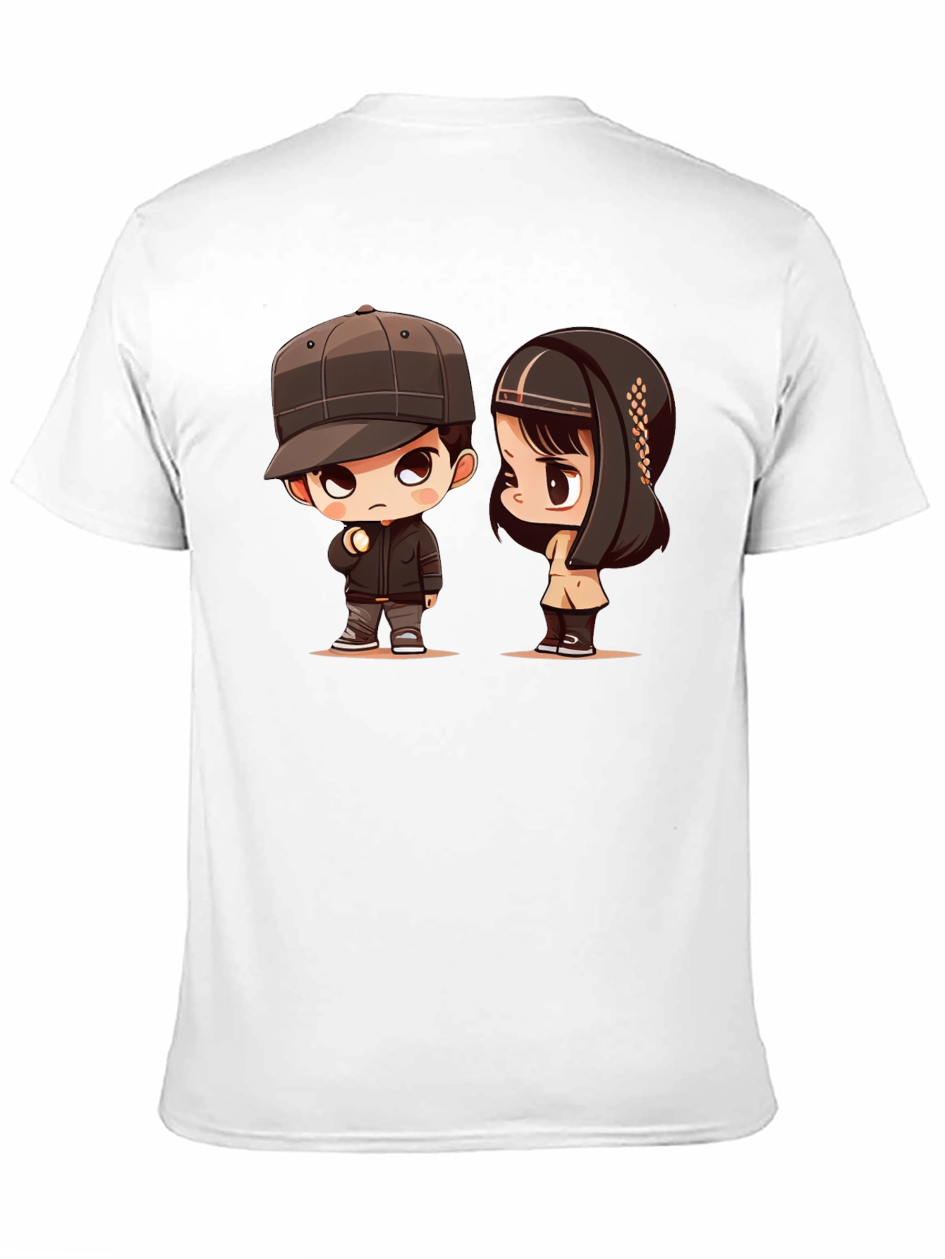 Cartoon Couple Black T-Shirt
