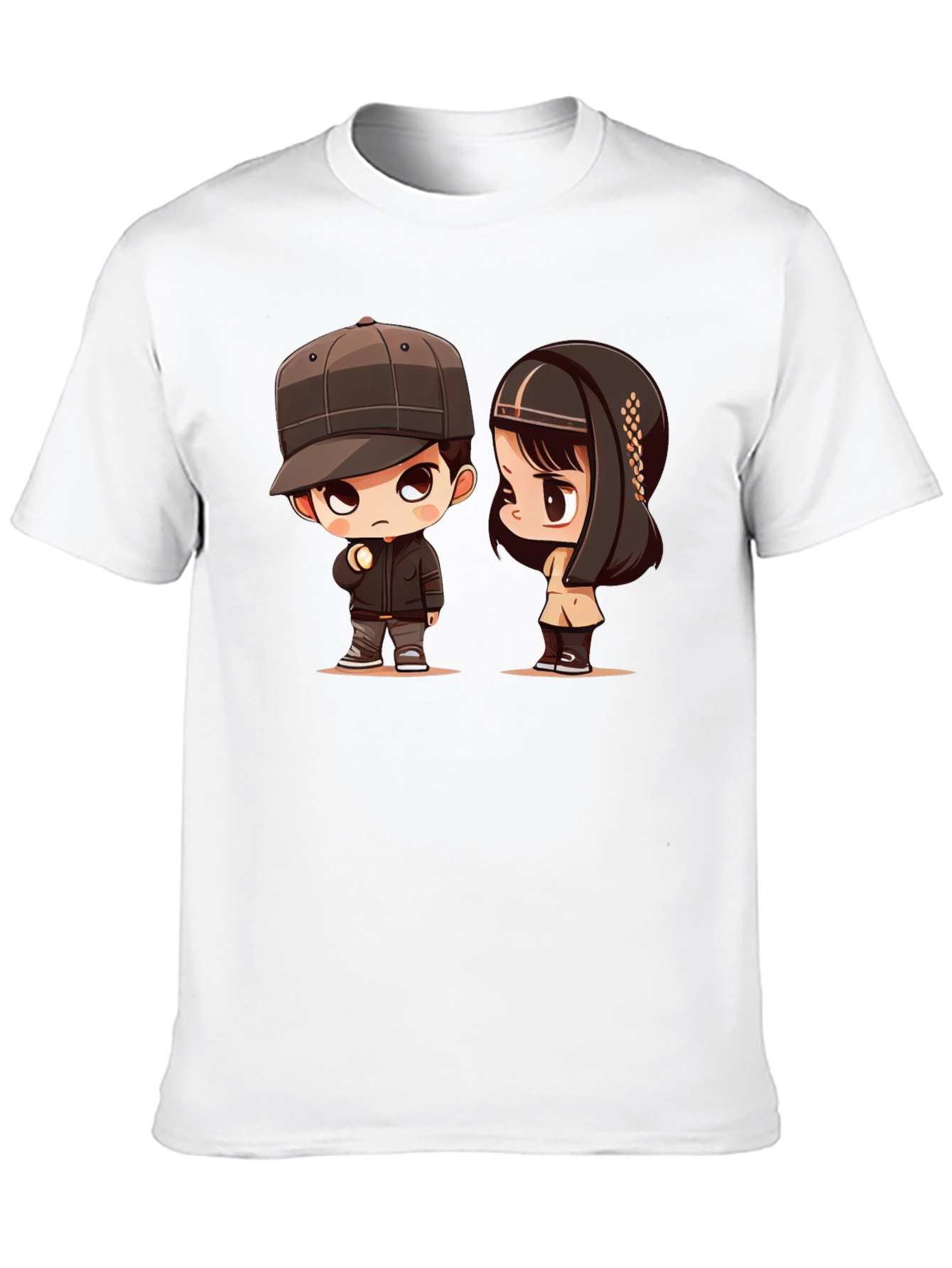 Cartoon Couple Black T-Shirt