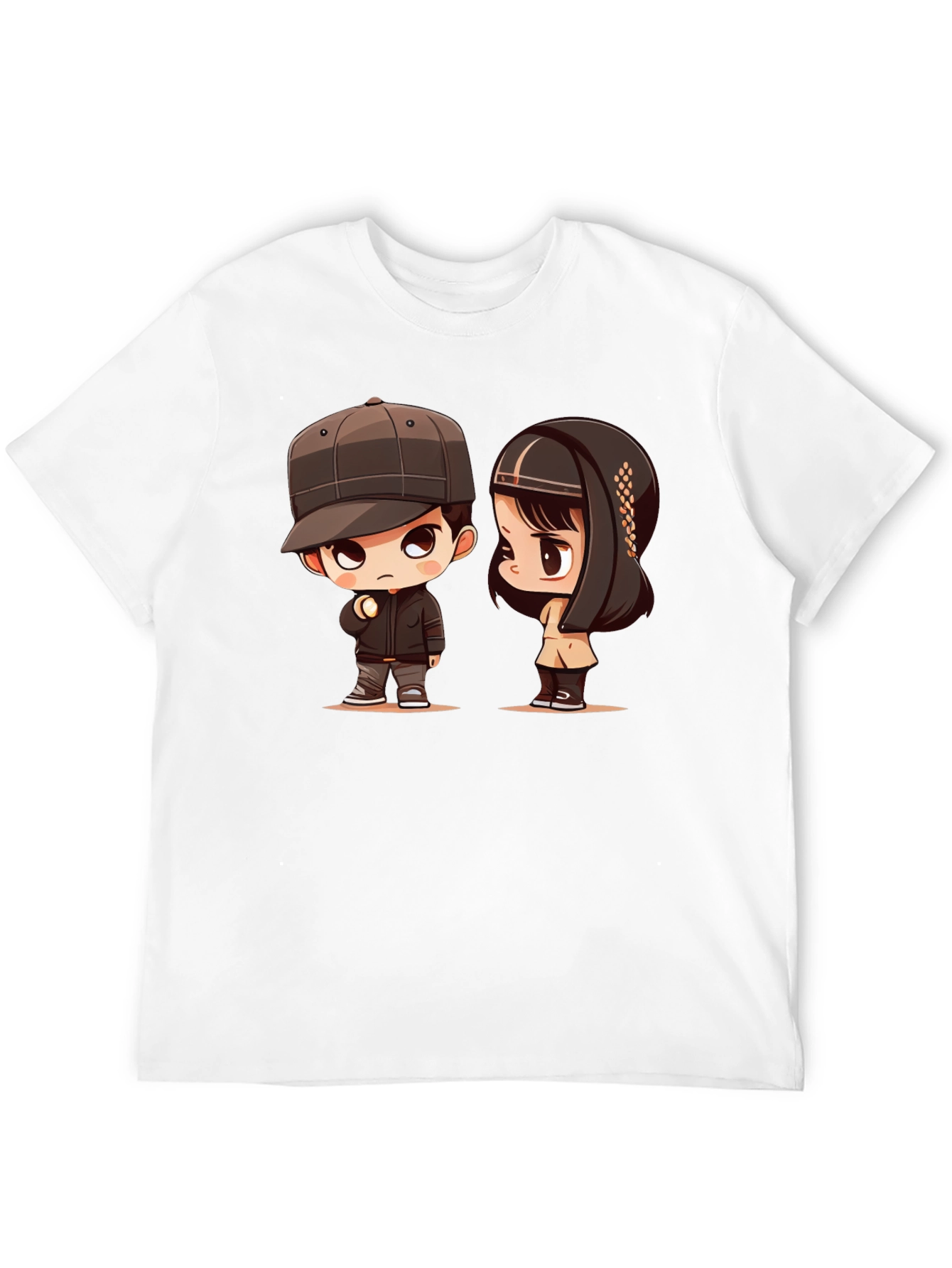 Cartoon Couple Black T-Shirt
