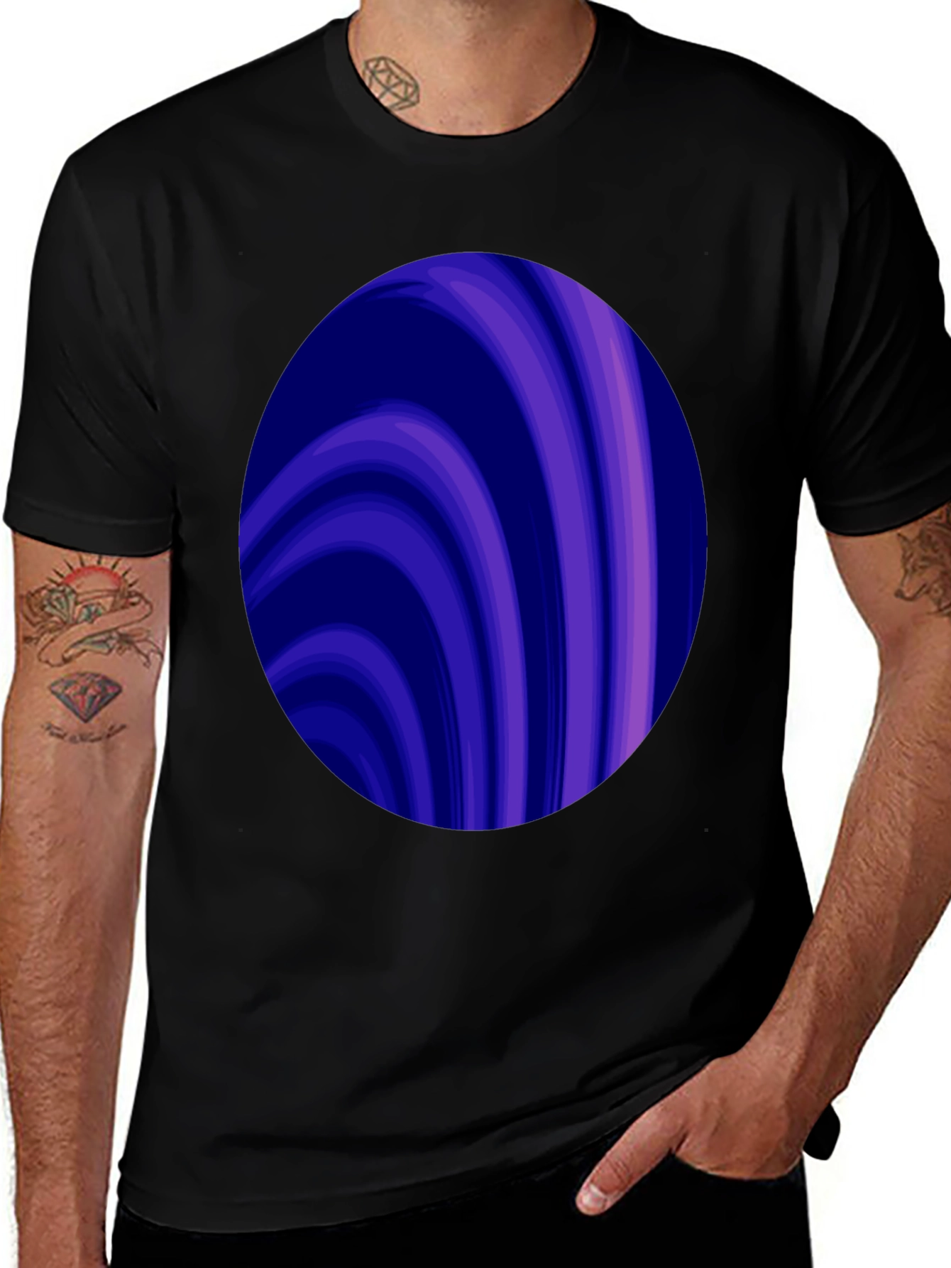 Abstract Swirl Graphic Tee - Trendy Mens Black T-Shirt