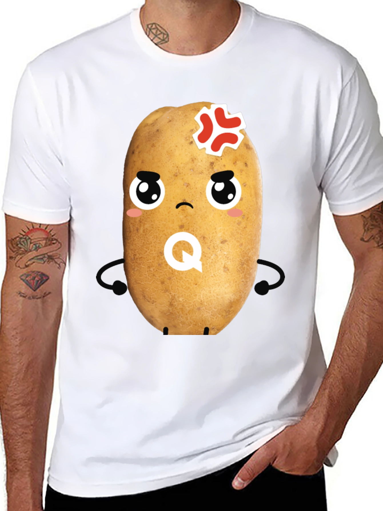 Angry Potato Cartoon Graphic Tee