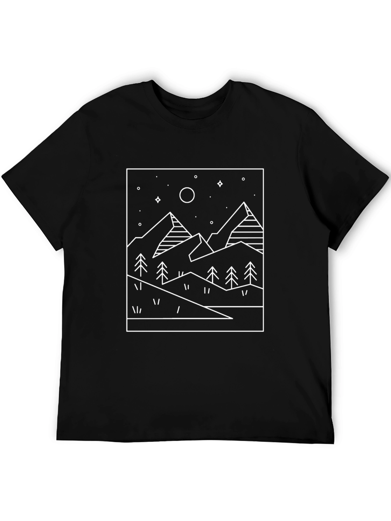 Minimalist Mountain Scene Black Tee