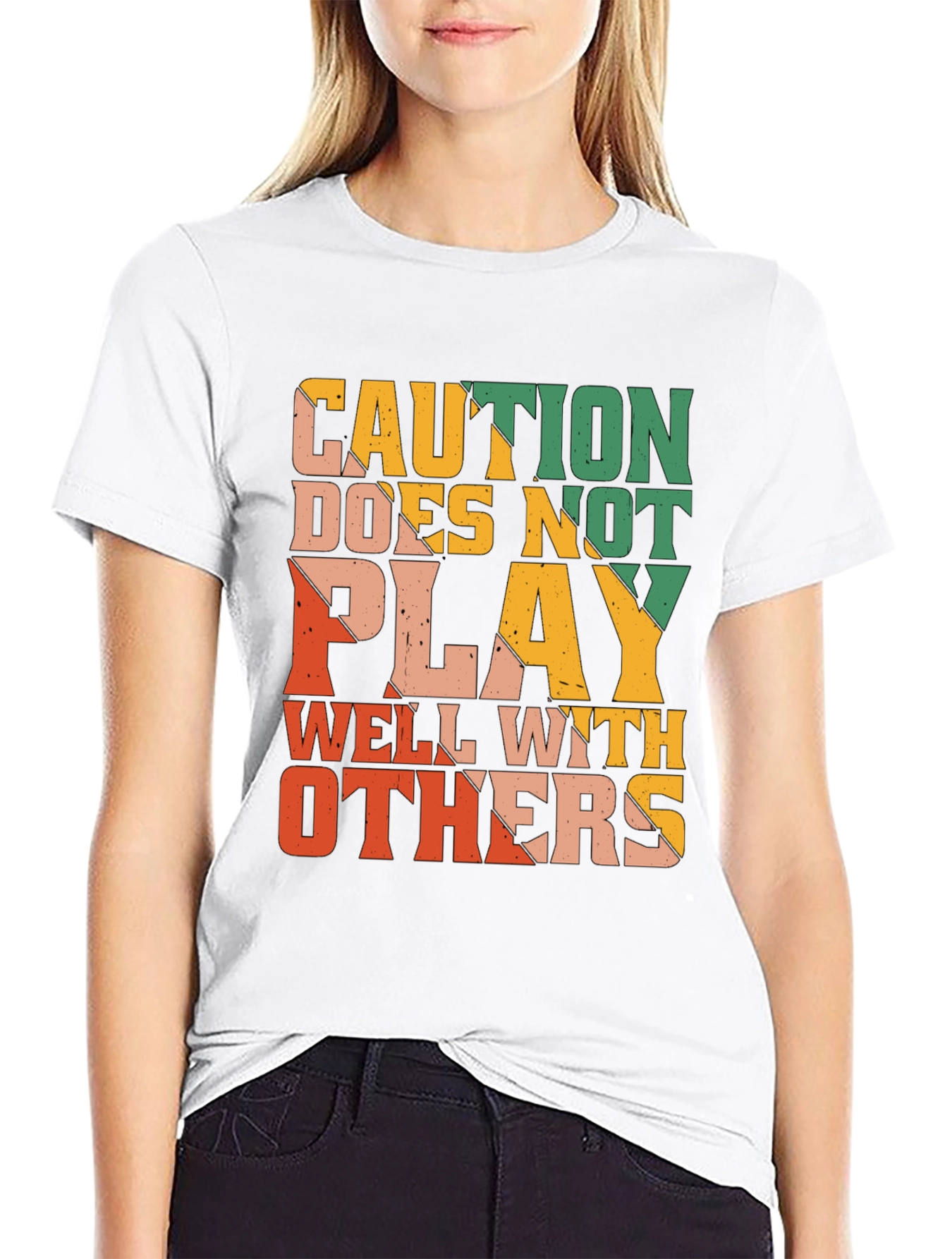 Caution Doesnt Play Well With Others Graphic Tee