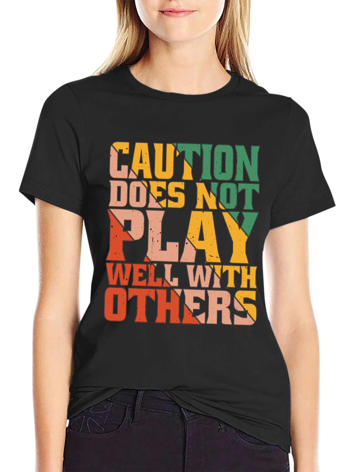 Caution Doesnt Play Well With Others Graphic Tee