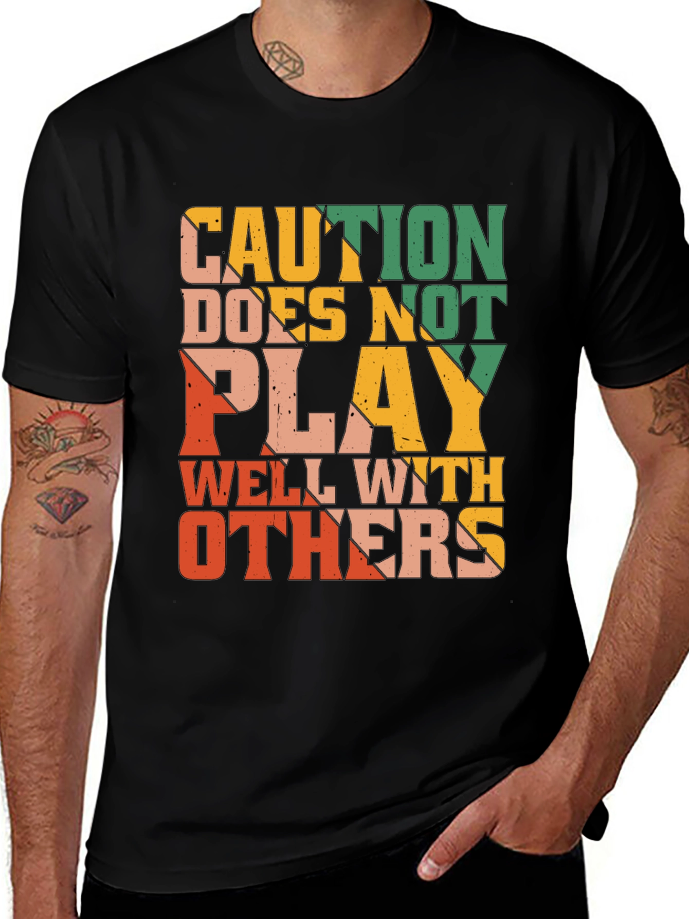 Caution Doesnt Play Well With Others Graphic Tee