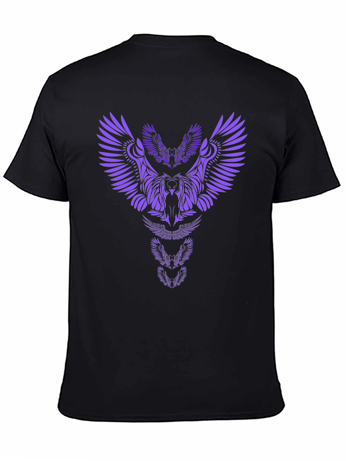Abstract Owl Graphic Black T-Shirt