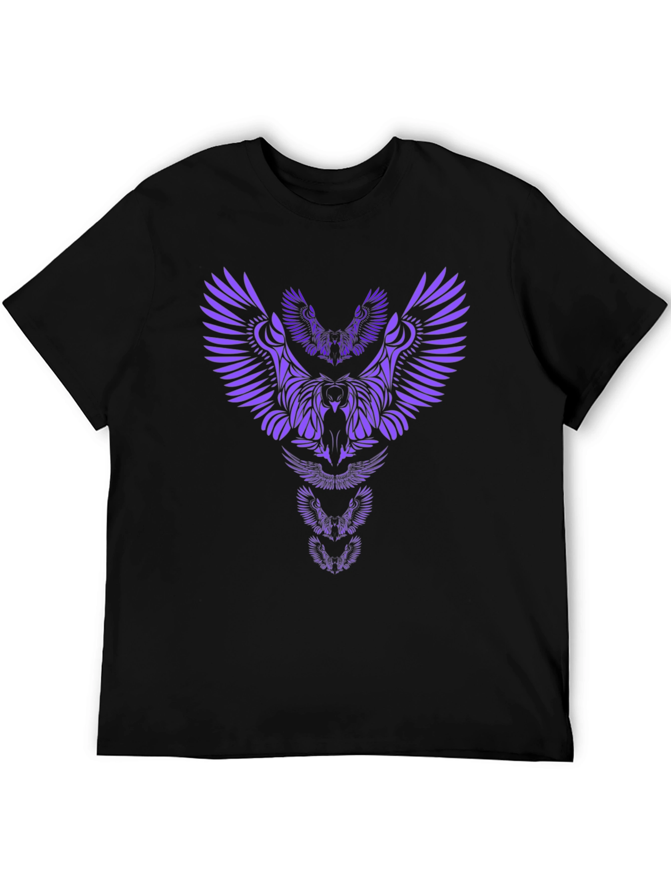Abstract Owl Graphic Black T-Shirt