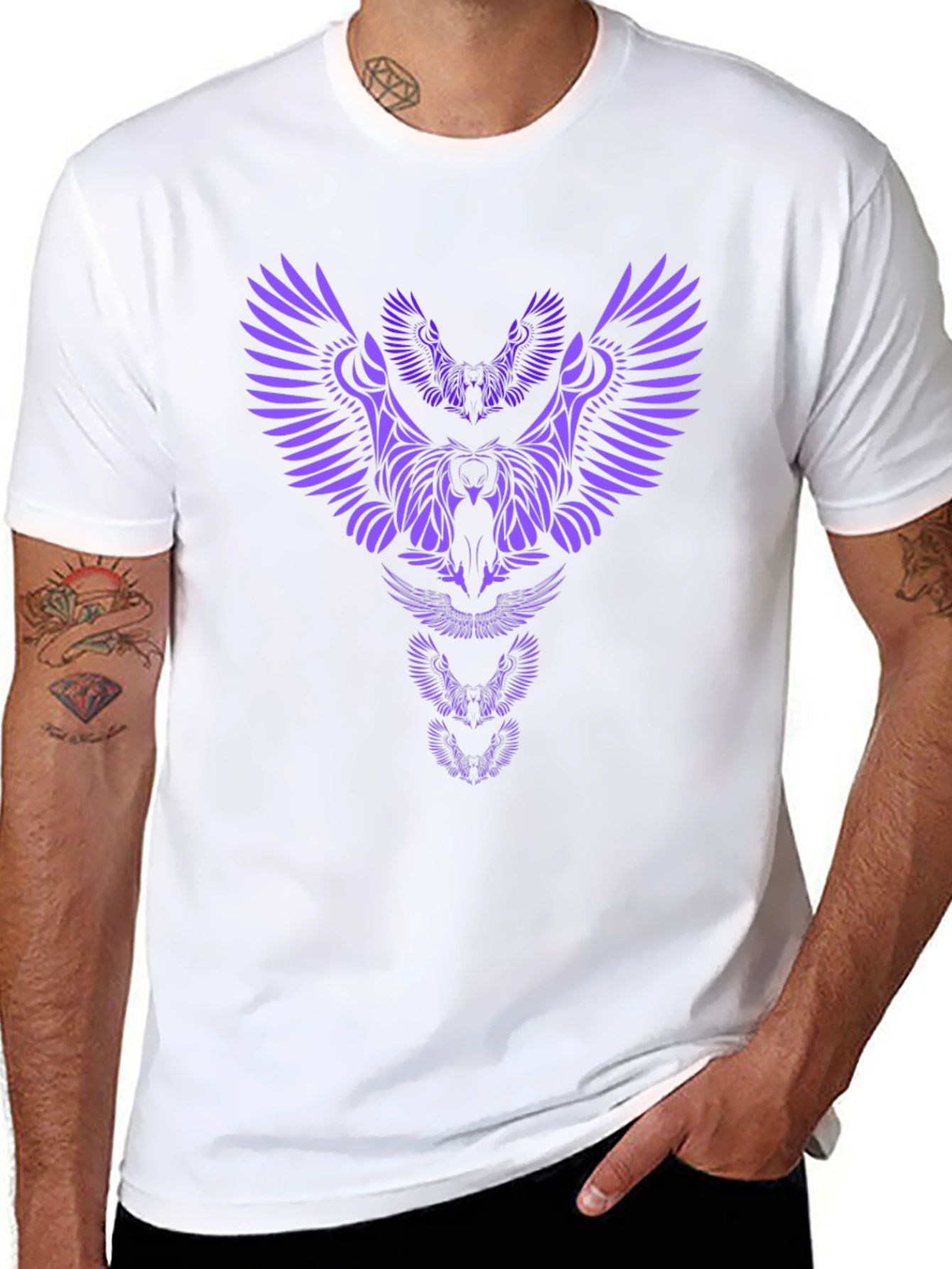 Abstract Owl Graphic Black T-Shirt