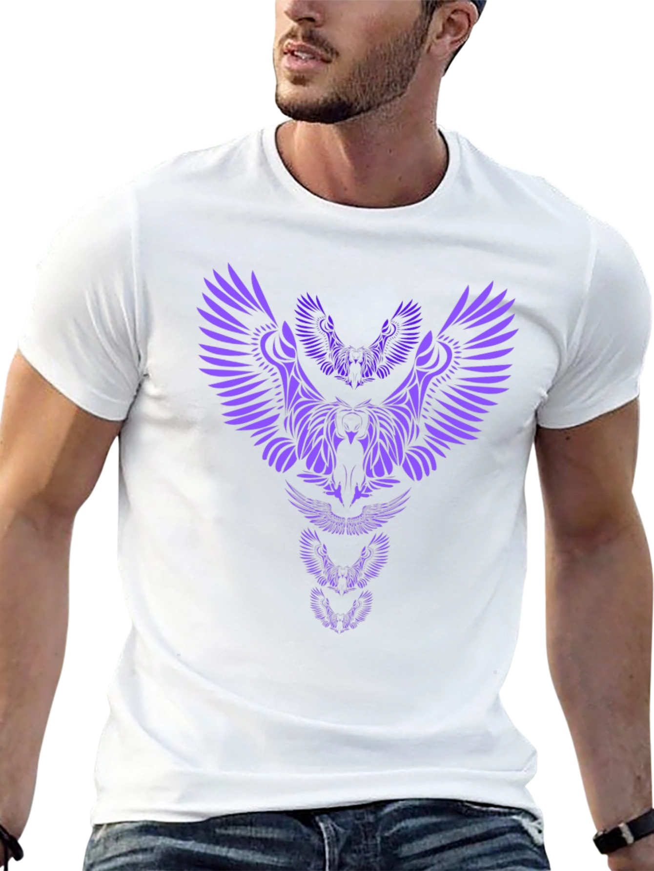 Abstract Owl Graphic Black T-Shirt