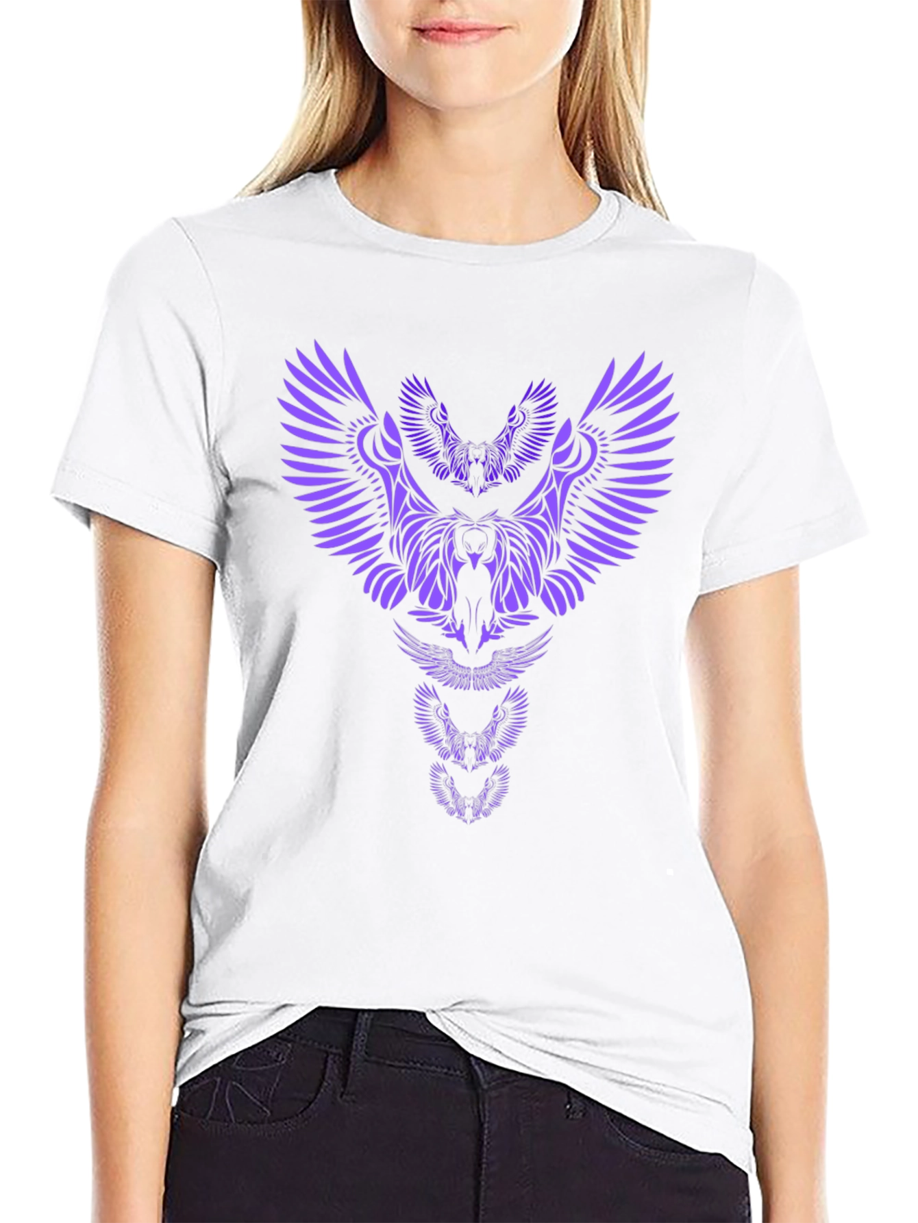 Abstract Owl Graphic Black T-Shirt