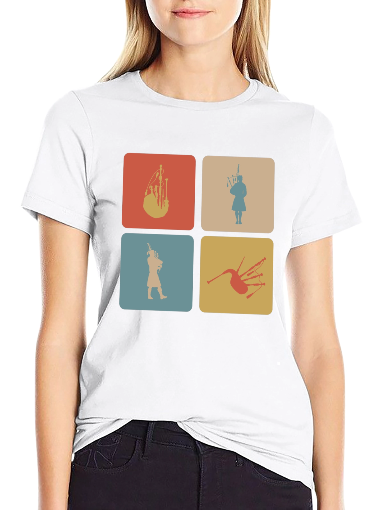 Retro Bagpipe Silhouette Tee