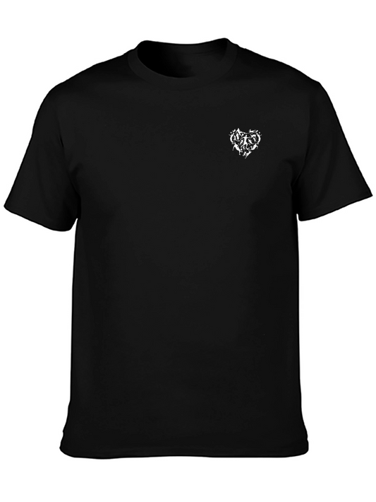 Black Graphic Tee - Heart Design