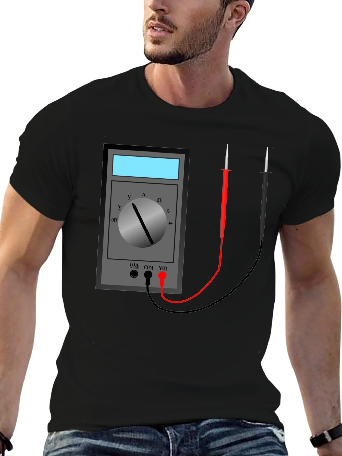 Electrician Multimeter Graphic Tee - Black