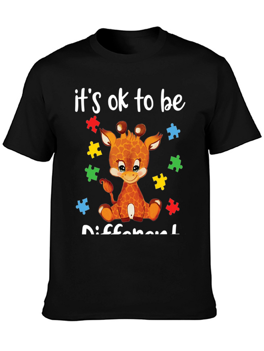 Autism Awareness Giraffe T-Shirt - Its OK to be Different