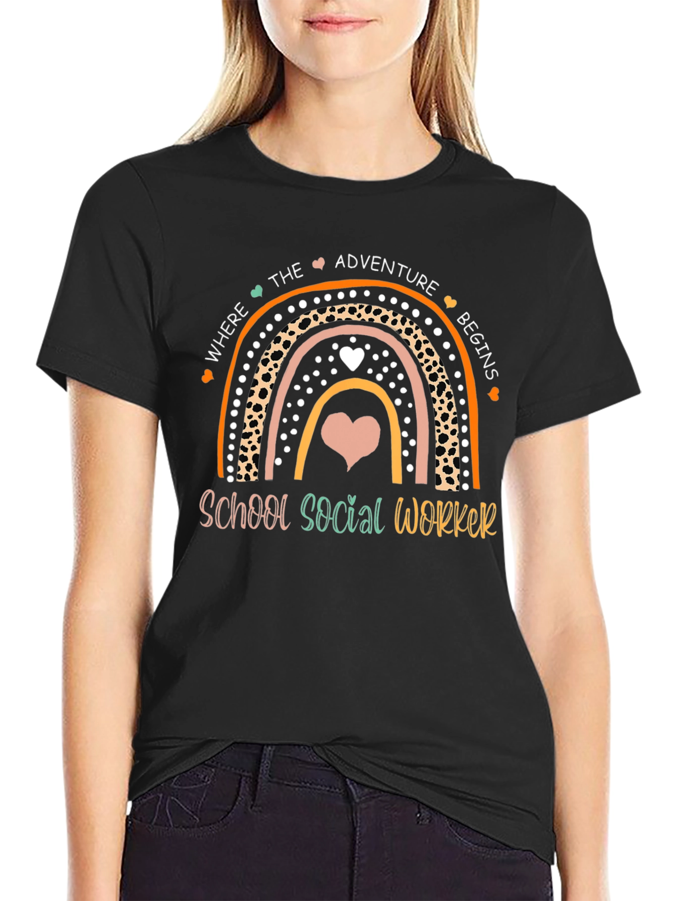 School Social Worker Rainbow Graphic Tee
