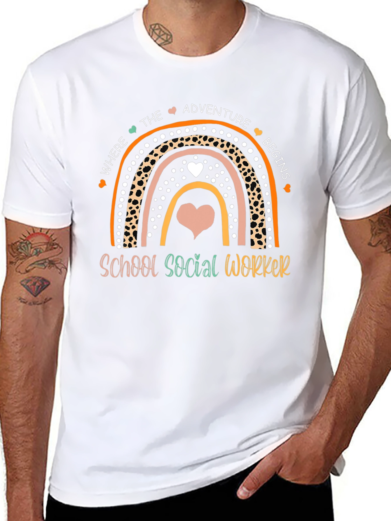 School Social Worker Rainbow Graphic Tee