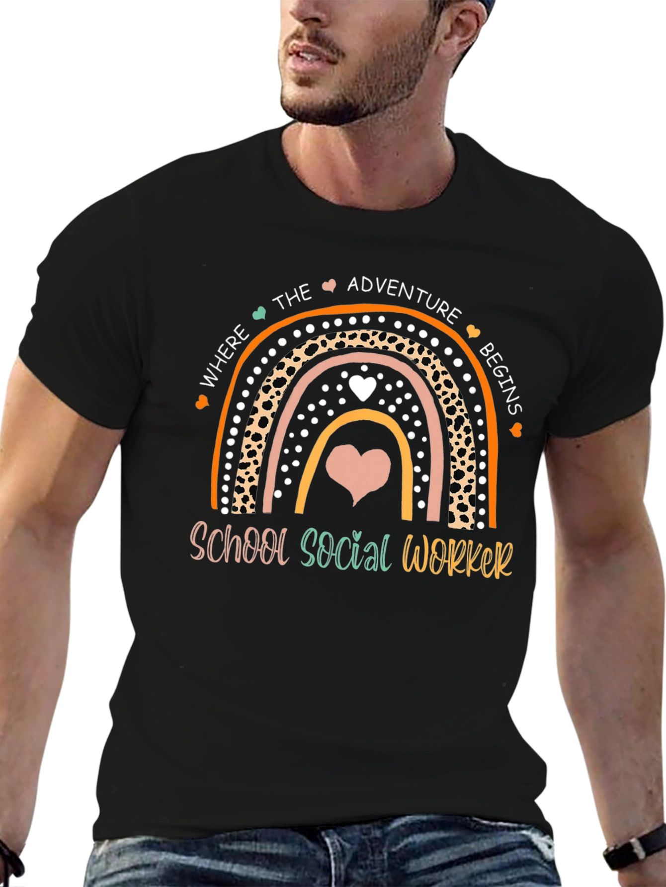 School Social Worker Rainbow Graphic Tee