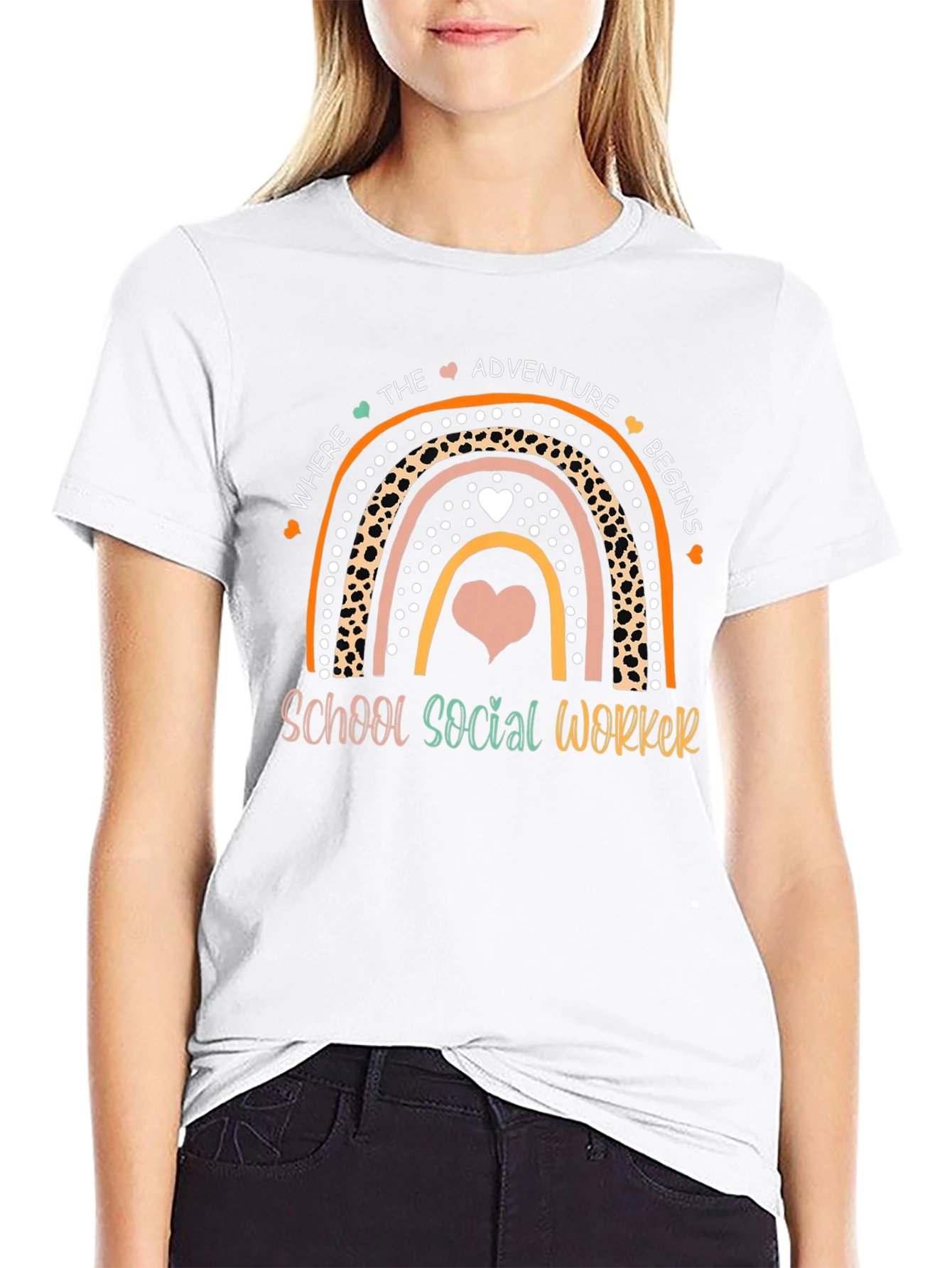 School Social Worker Rainbow Graphic Tee