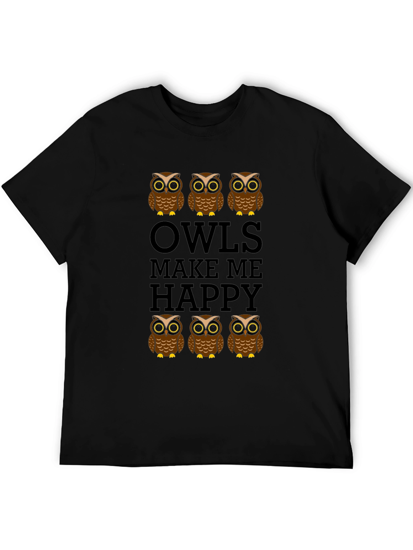 Owls Make Me Happy Graphic Print T-Shirt