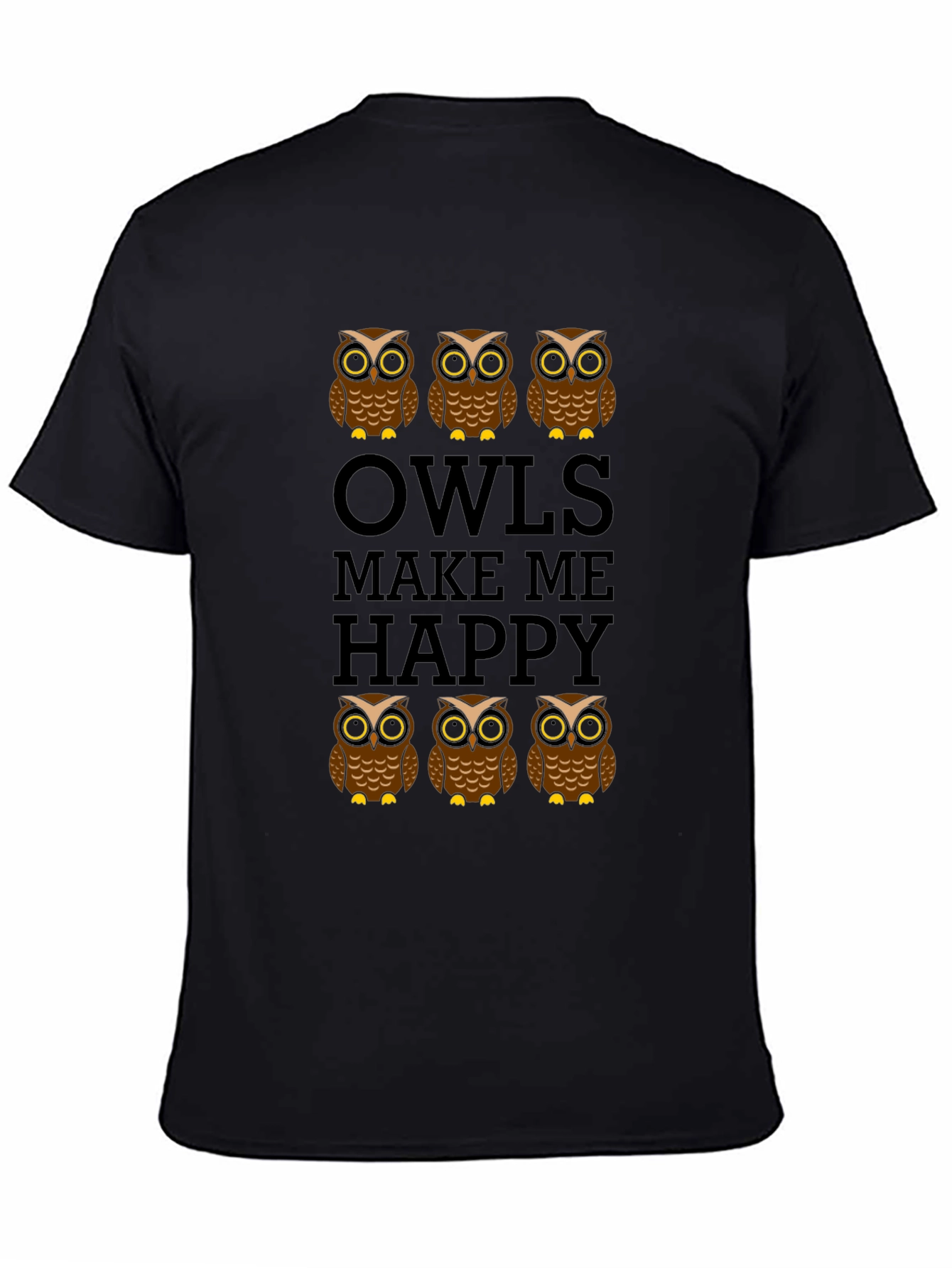 Owls Make Me Happy Graphic Print T-Shirt