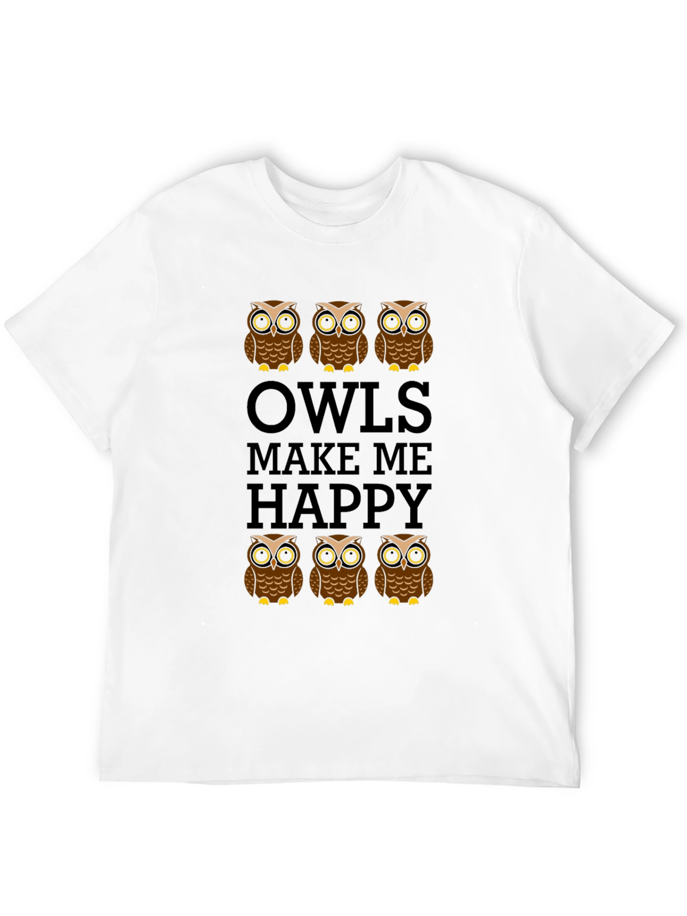 Owls Make Me Happy Graphic Print T-Shirt