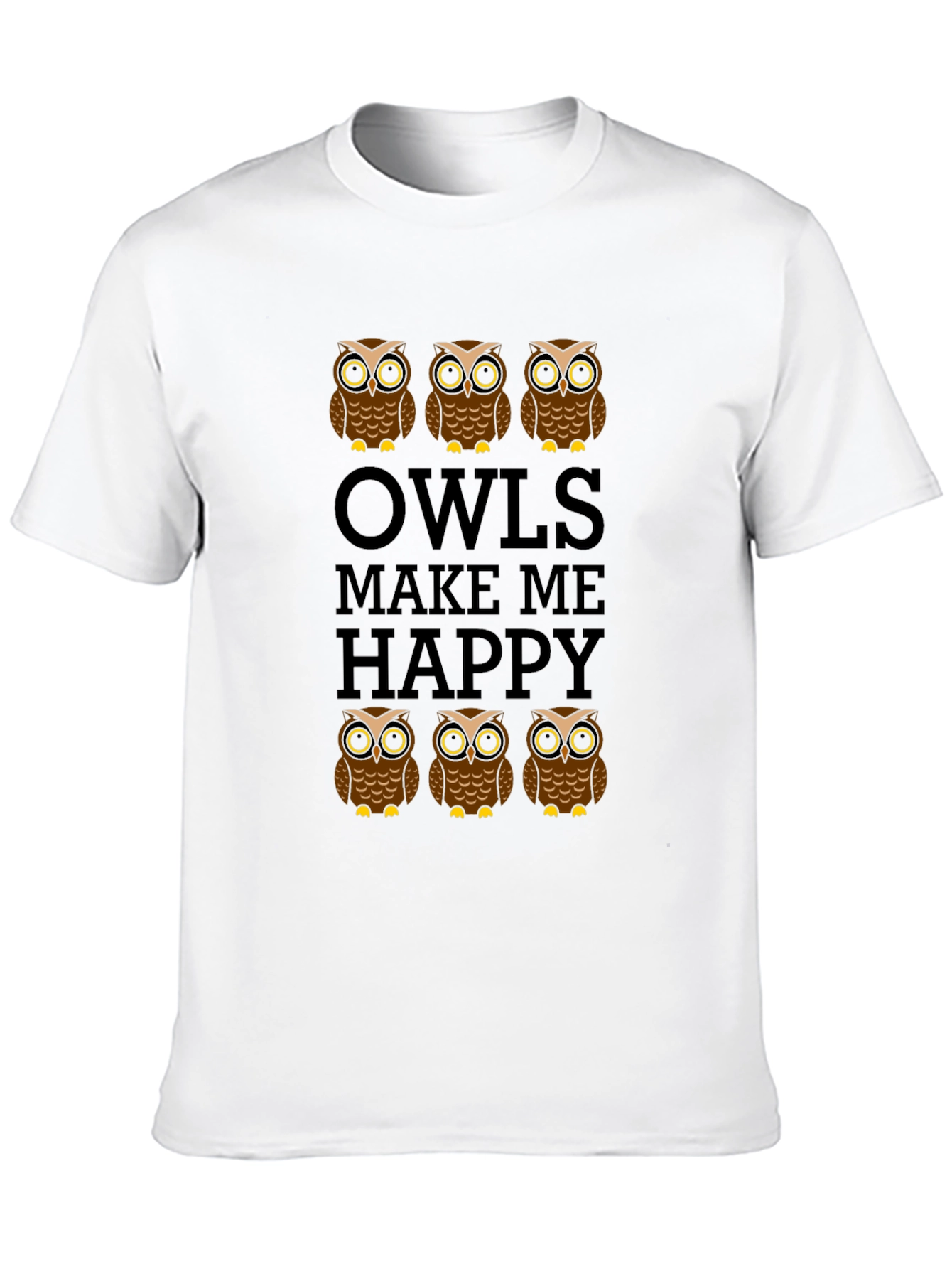 Owls Make Me Happy Graphic Print T-Shirt
