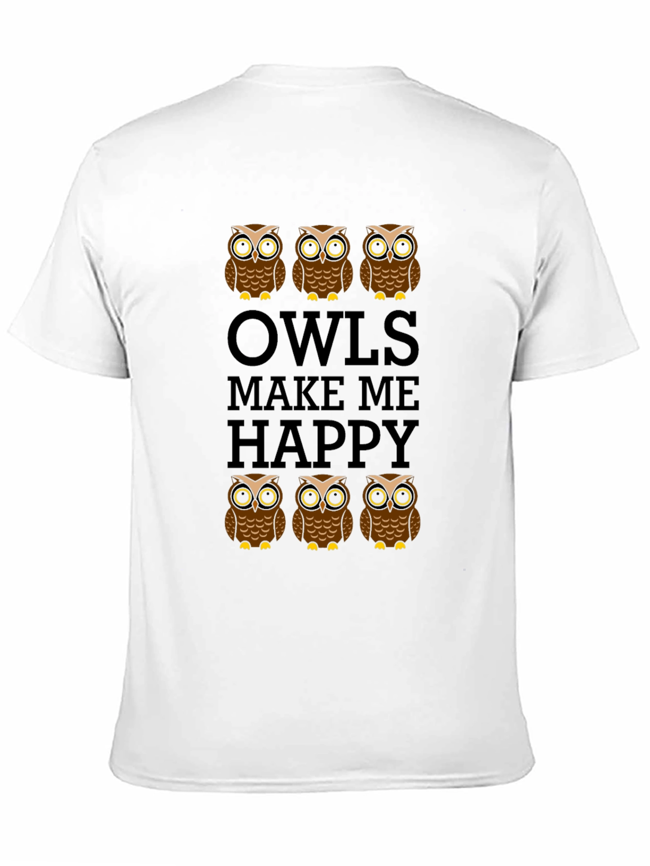 Owls Make Me Happy Graphic Print T-Shirt
