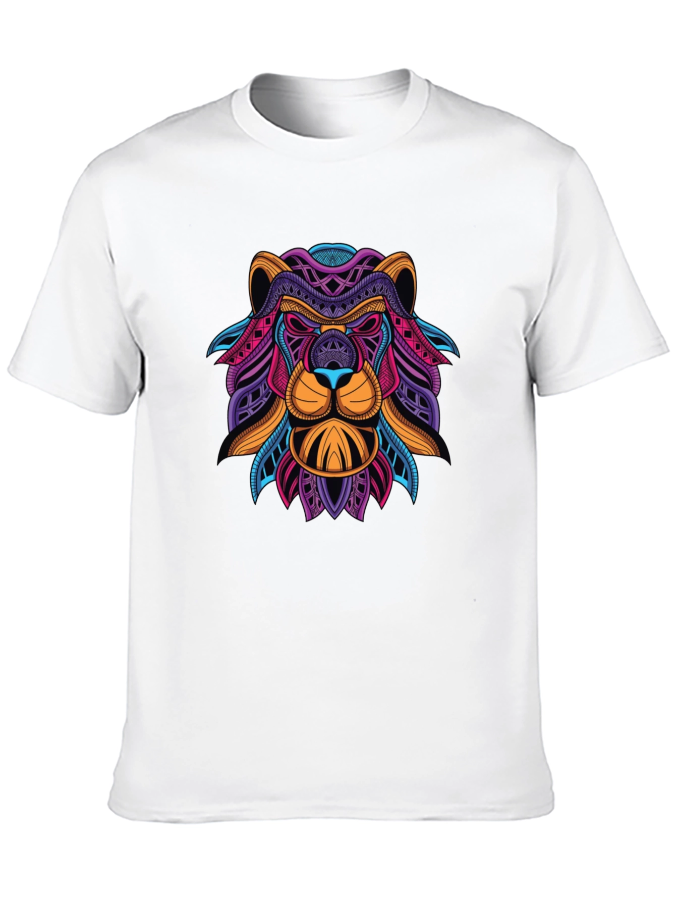 Abstract Lion Graphic Print Mens Black T-Shirt