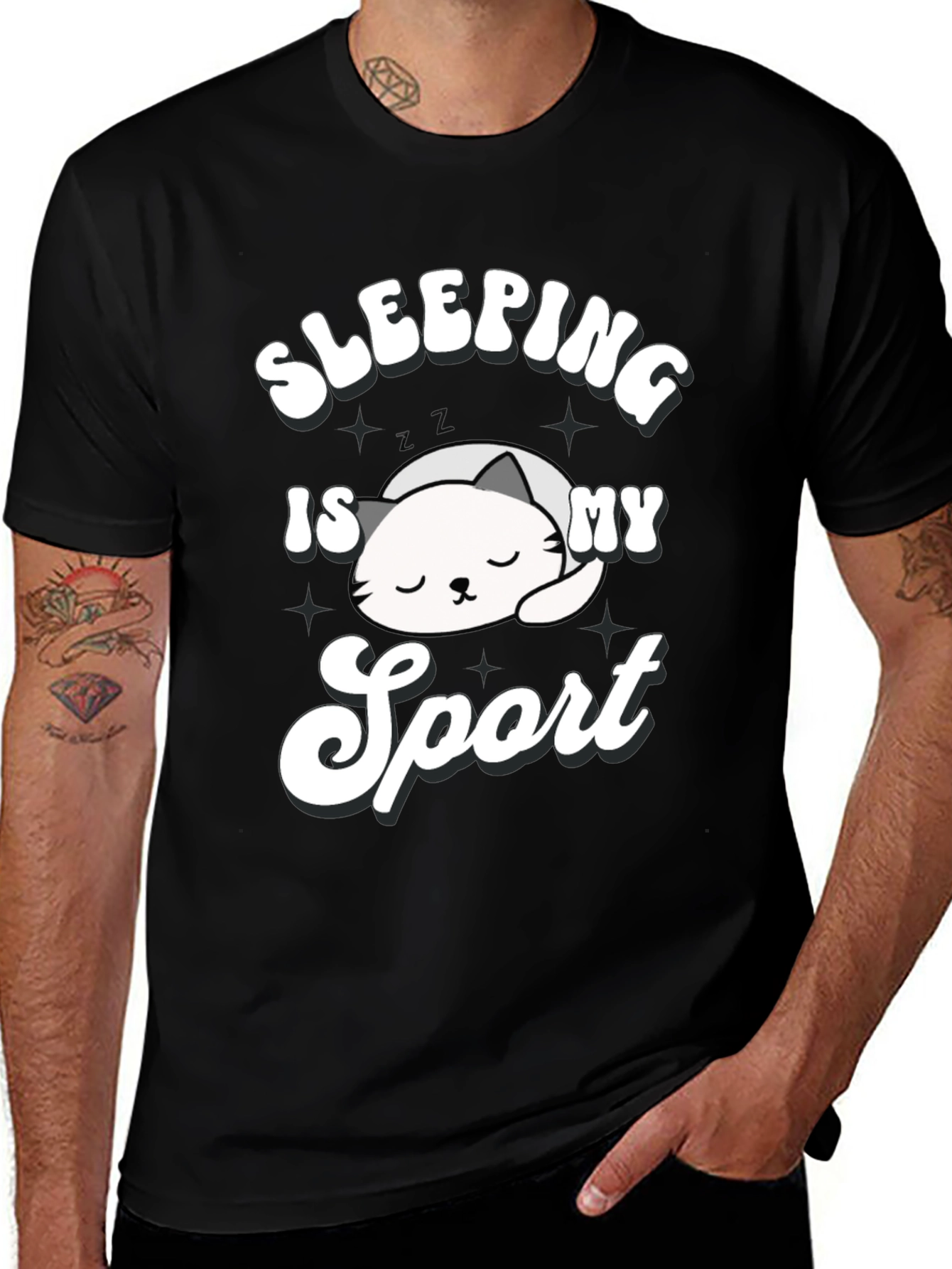Sleeping is My Sport Black Graphic T-Shirt