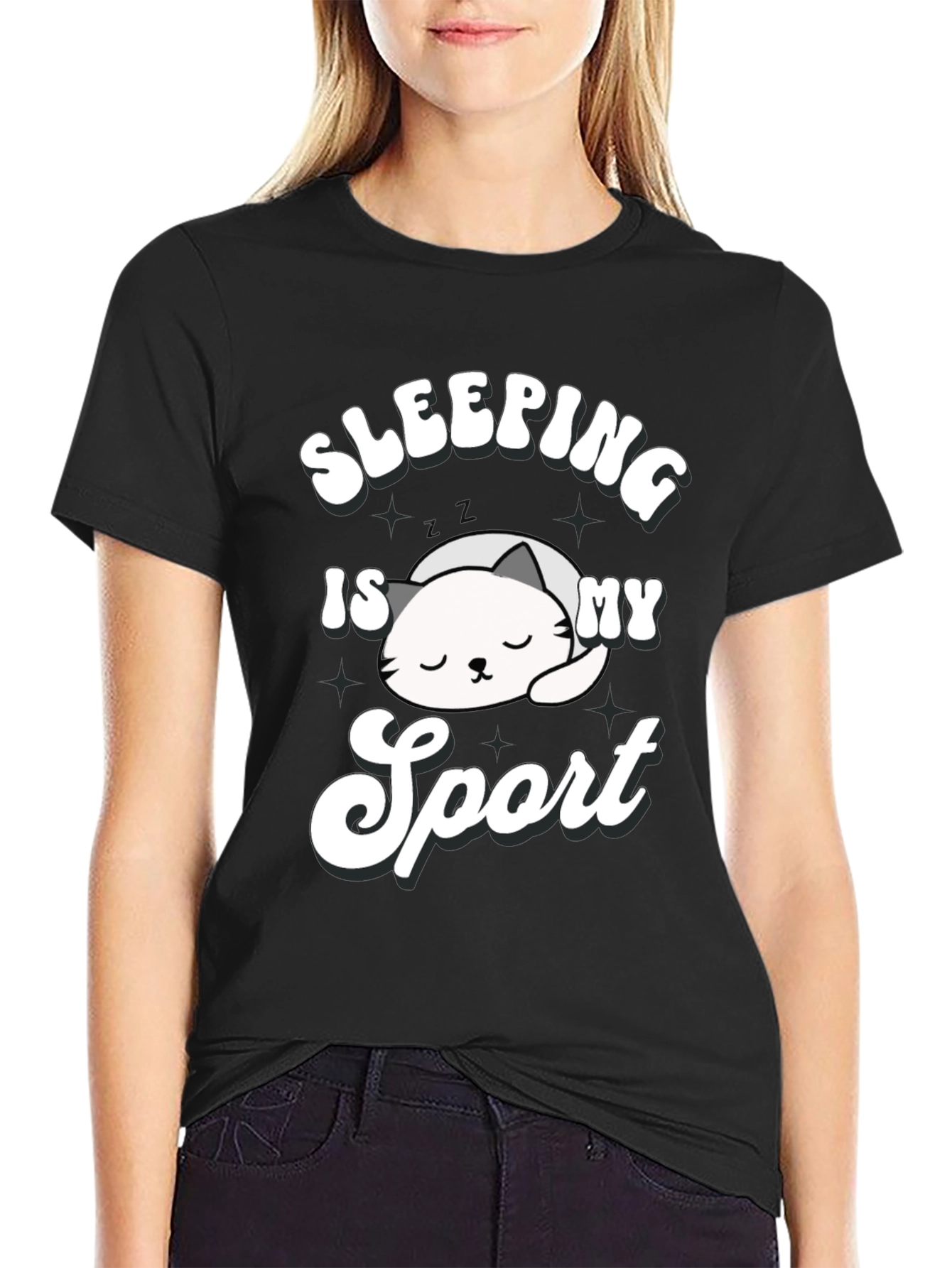 Sleeping is My Sport Black Graphic T-Shirt