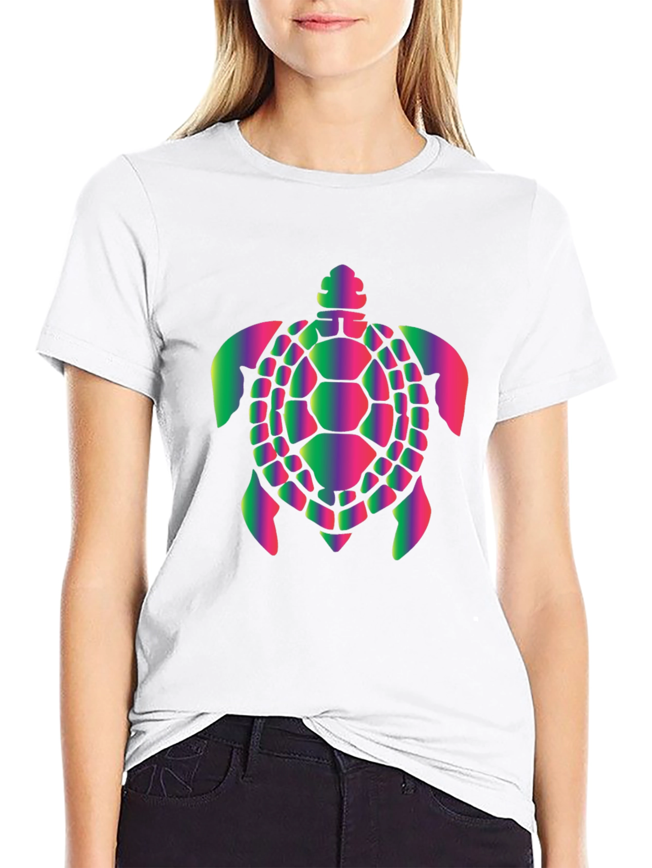 Rainbow Turtle Graphic Black Tee