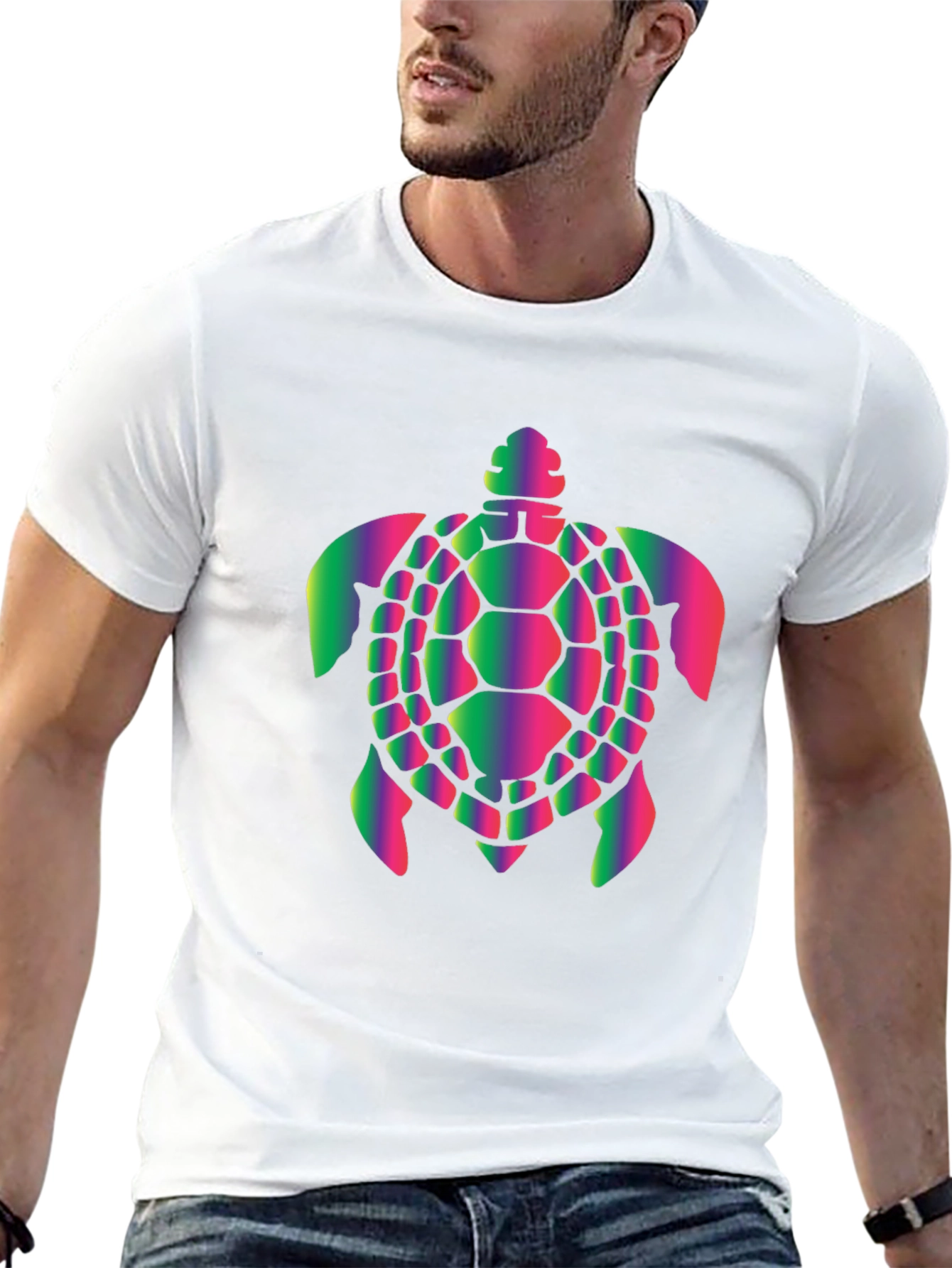 Rainbow Turtle Graphic Black Tee