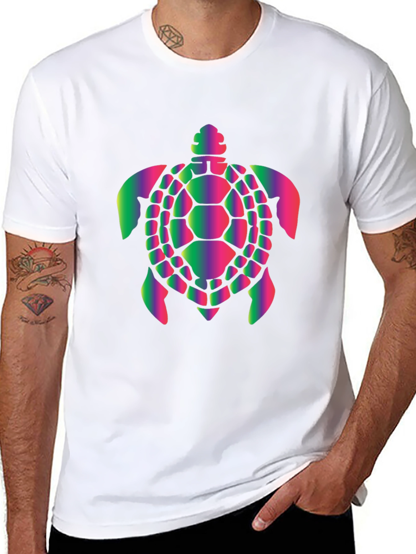 Rainbow Turtle Graphic Black Tee