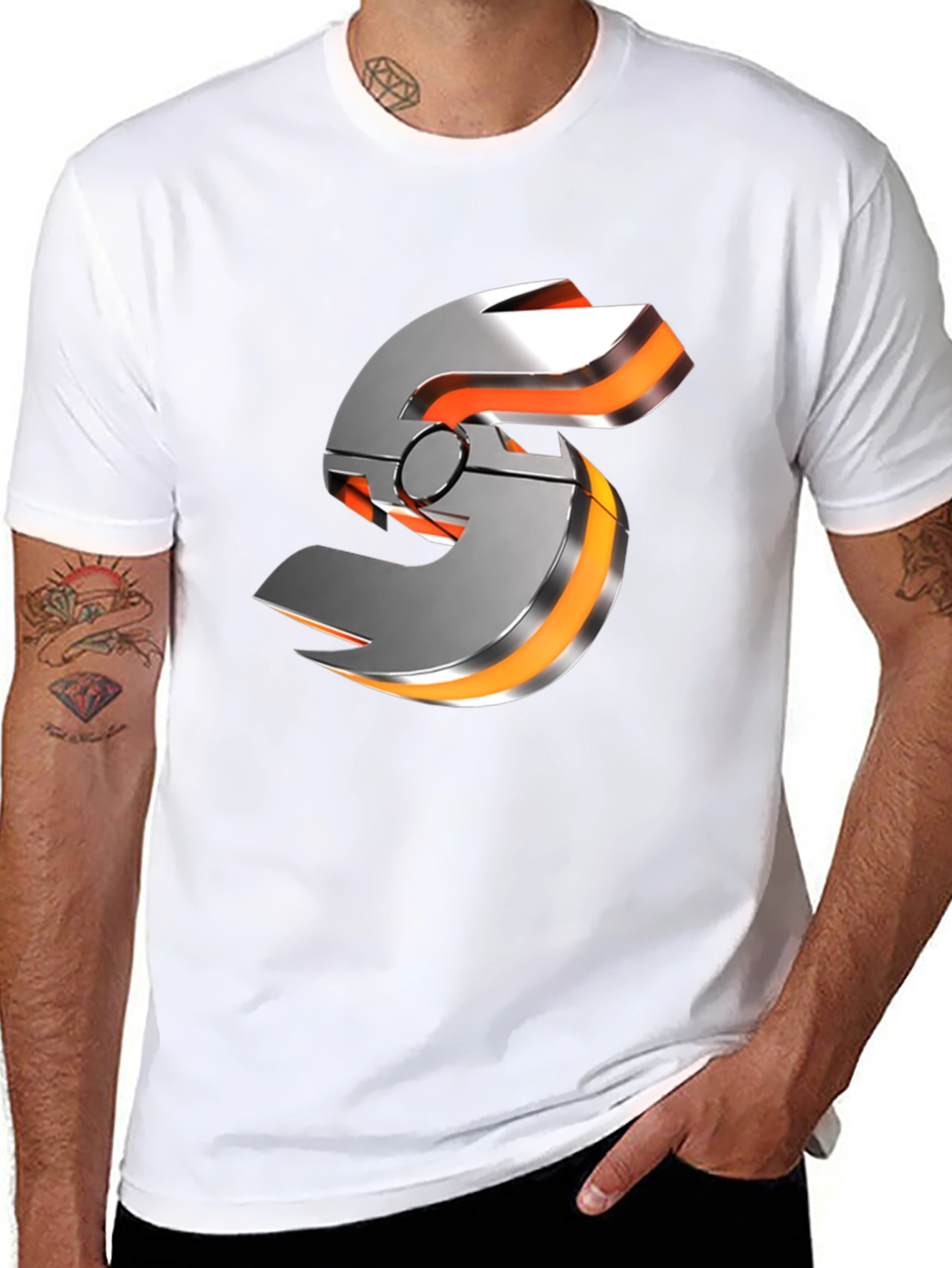 Futuristic Graphic T-Shirt - Metallic S Logo