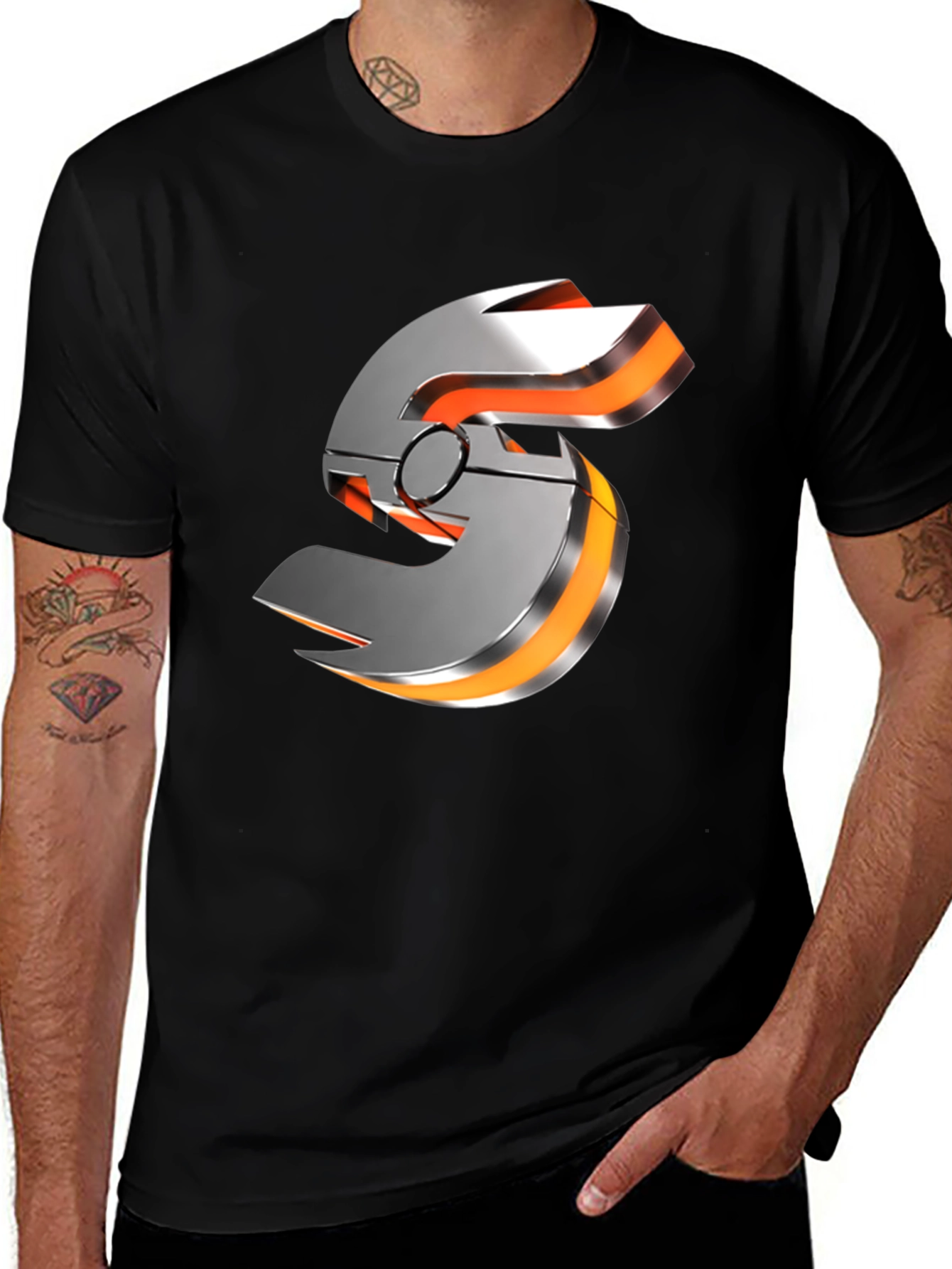 Futuristic Graphic T-Shirt - Metallic S Logo