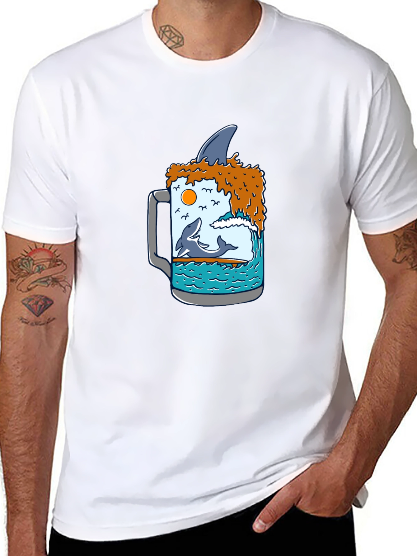 Ocean Beer T-Shirt - Shark Fin Design