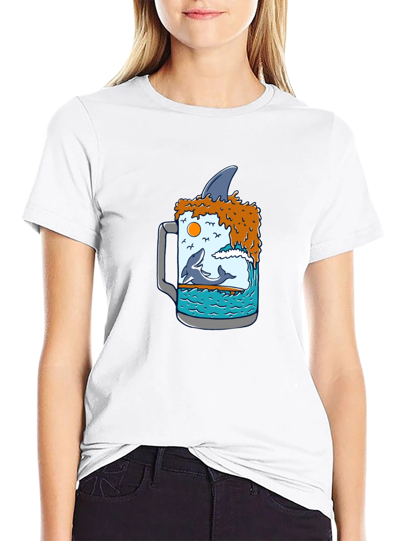 Ocean Beer T-Shirt - Shark Fin Design