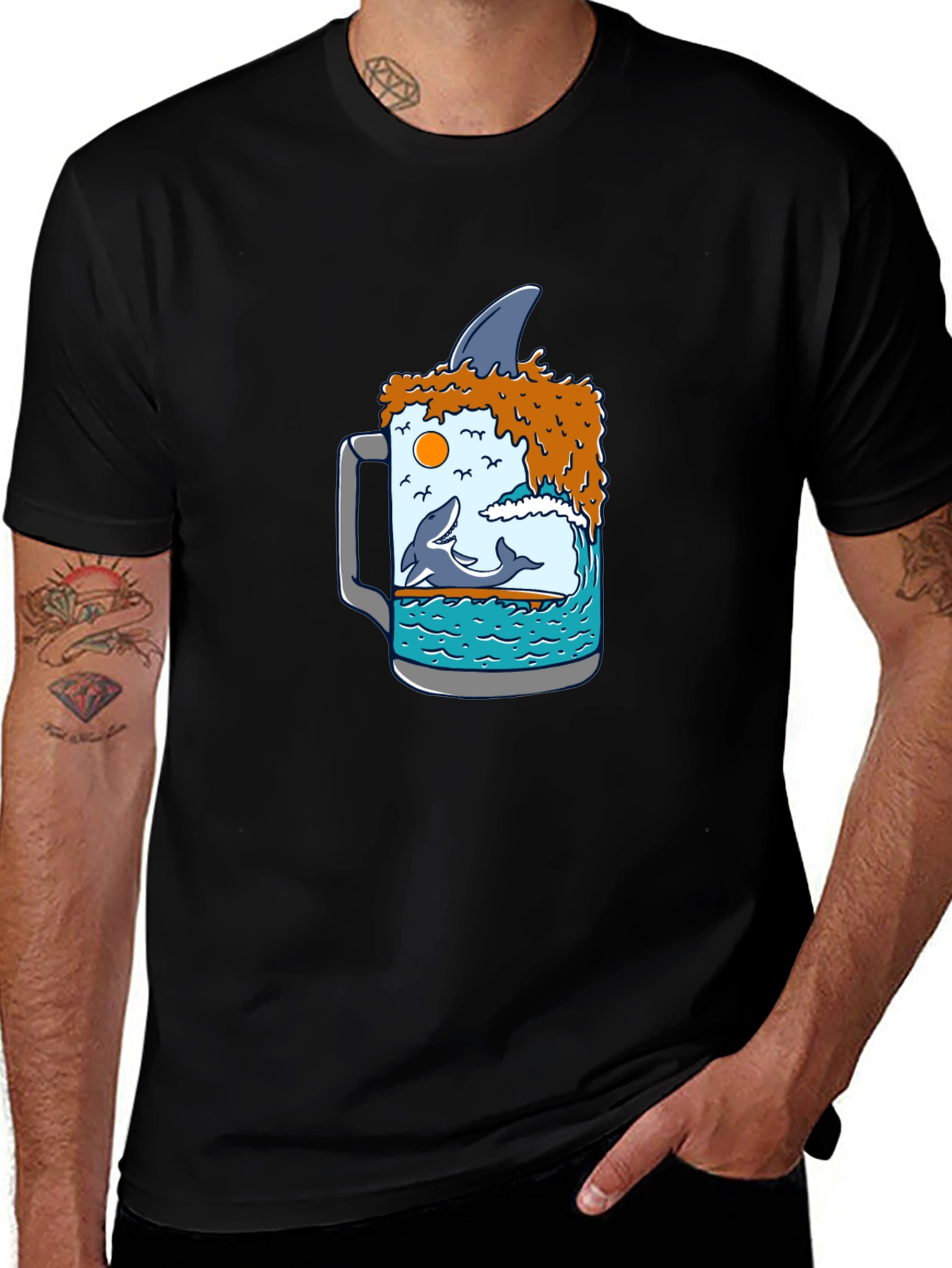 Ocean Beer T-Shirt - Shark Fin Design