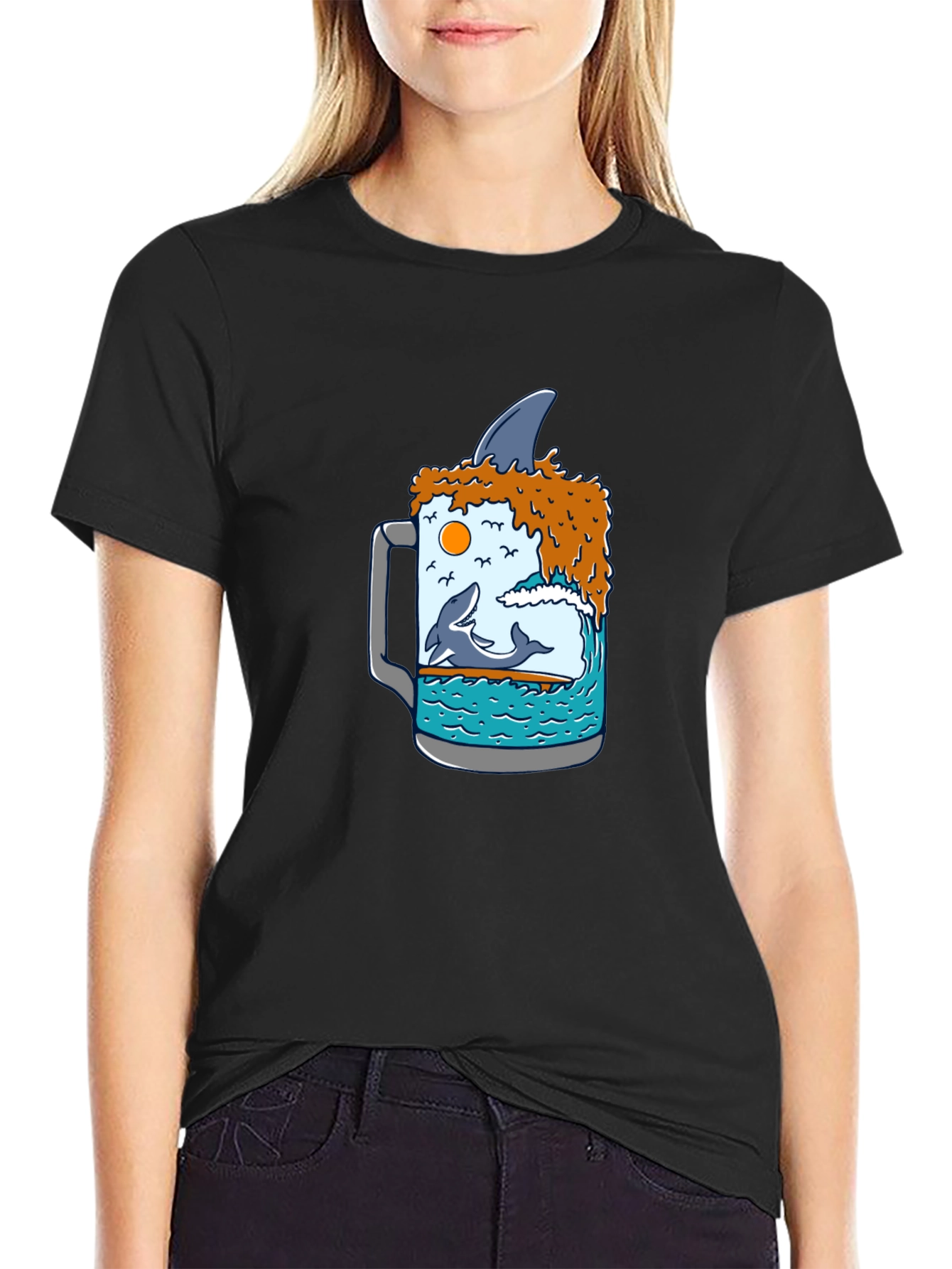 Ocean Beer T-Shirt - Shark Fin Design